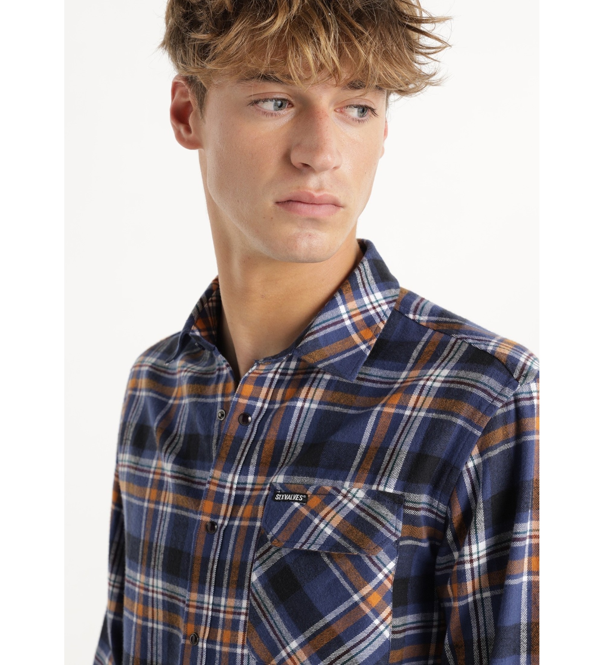 Six Valves Camisa xadrez azul-marinho