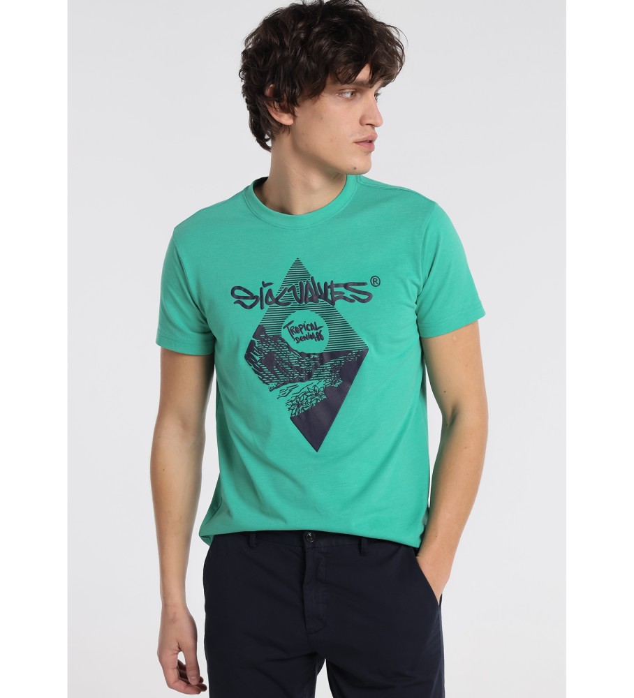 Six Valves T-shirt Gráfica Tropical Cor Verde