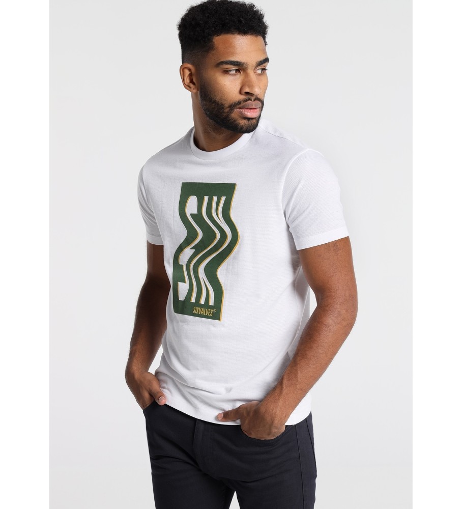 Six Valves T-Shirt graphique à manches courtes Jaquard blanc