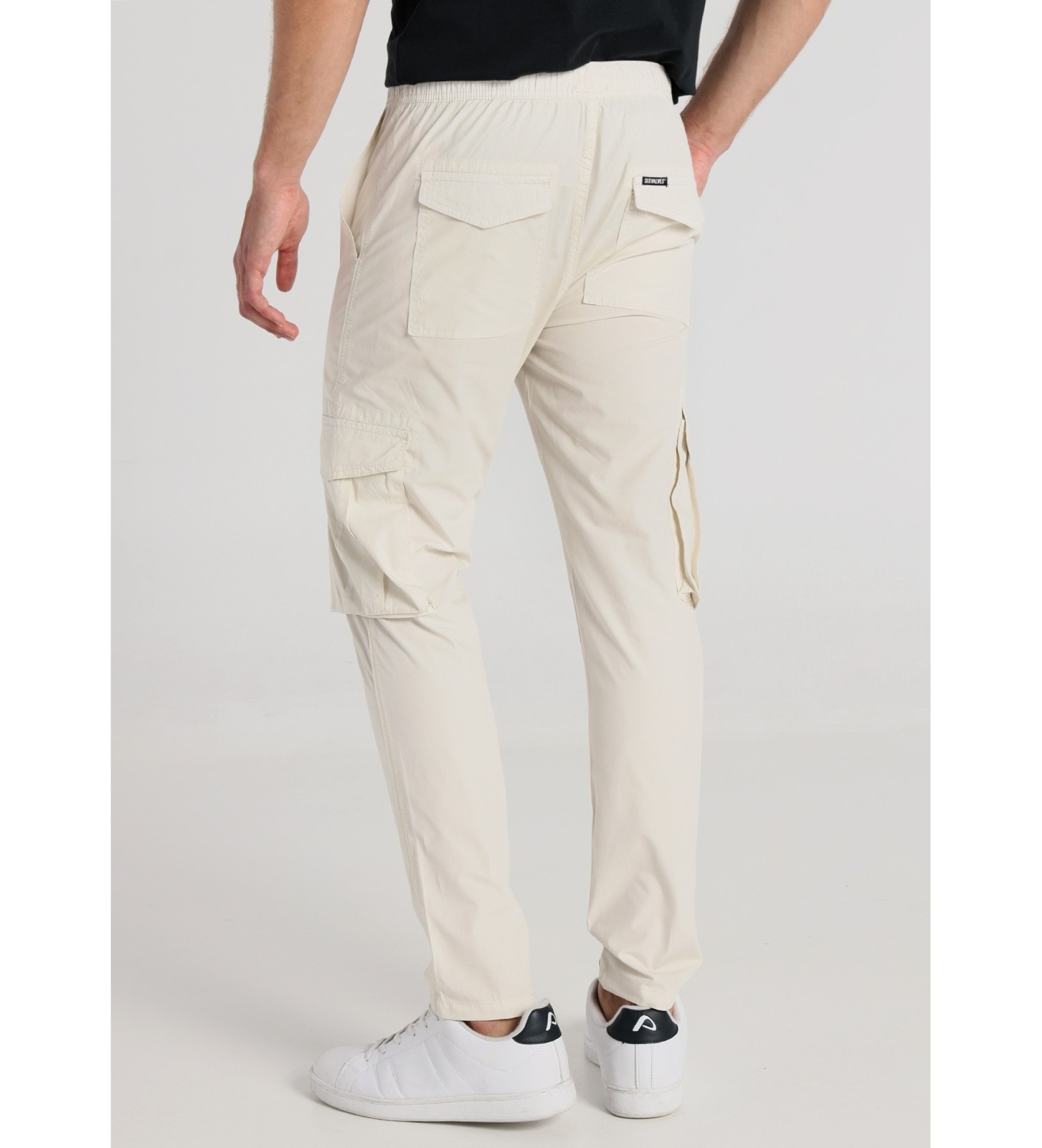 Six Valves Beżowe spodnie cargo slim fit