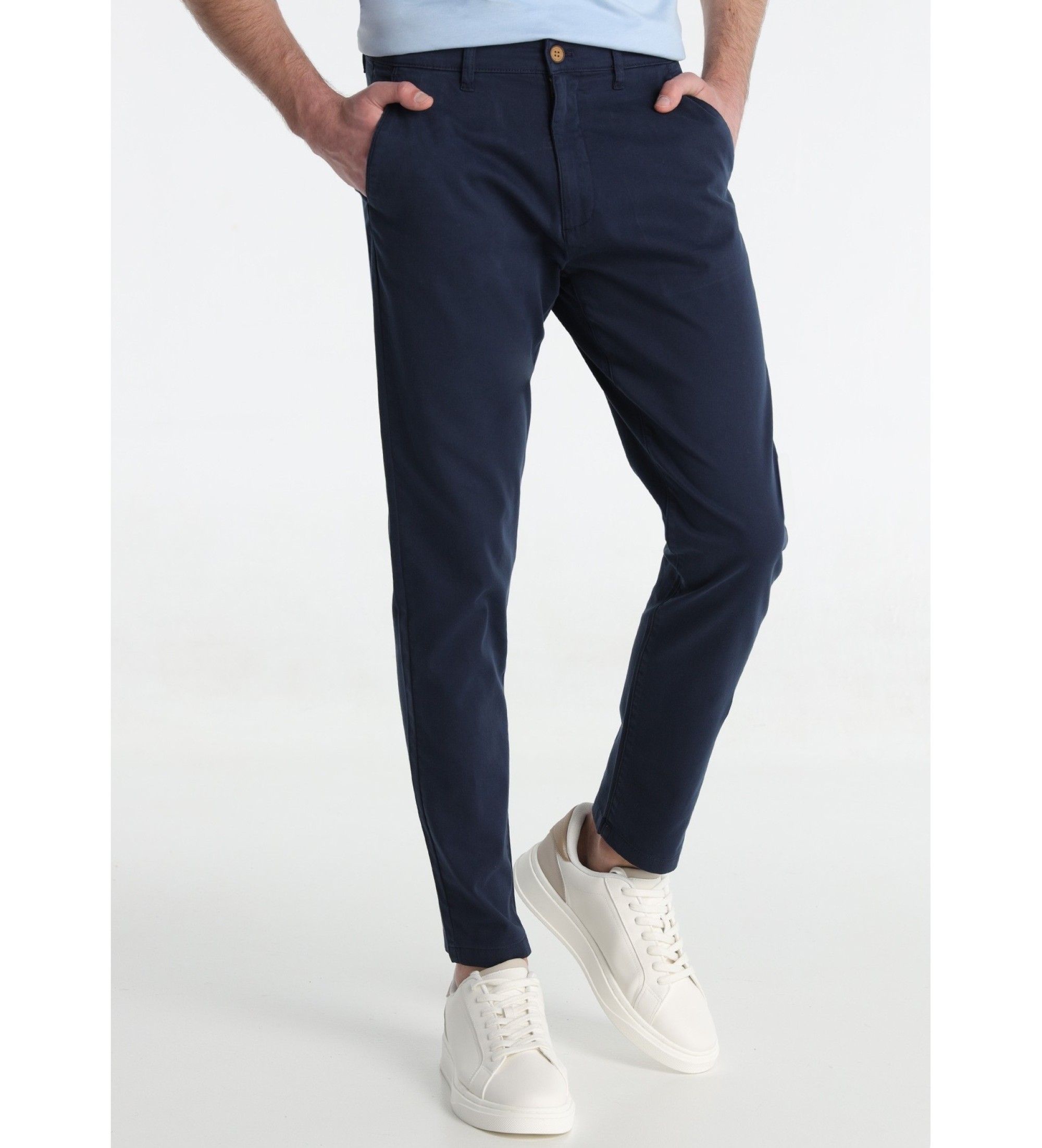Six Valves Marineblaue Chino-Hose