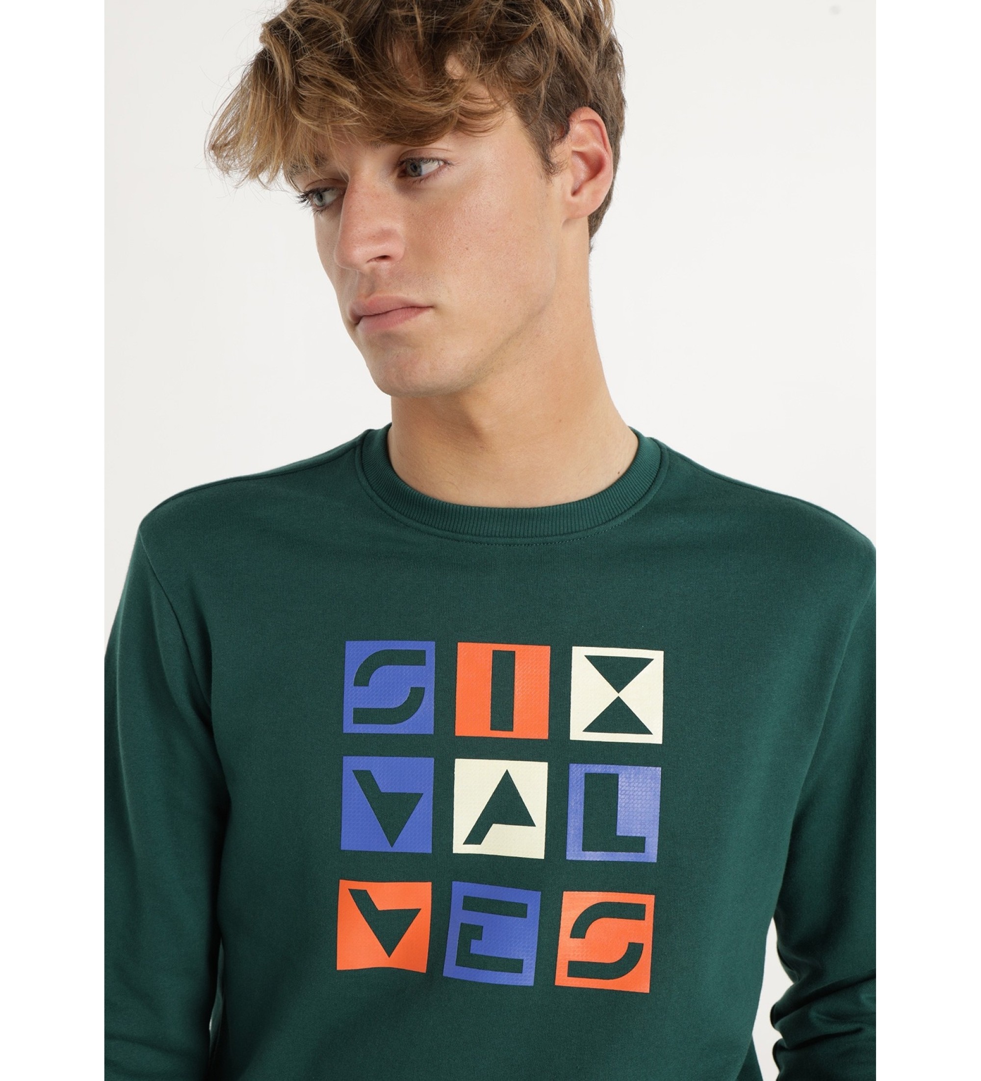 Six Valves Camisola verde com sopa de letras