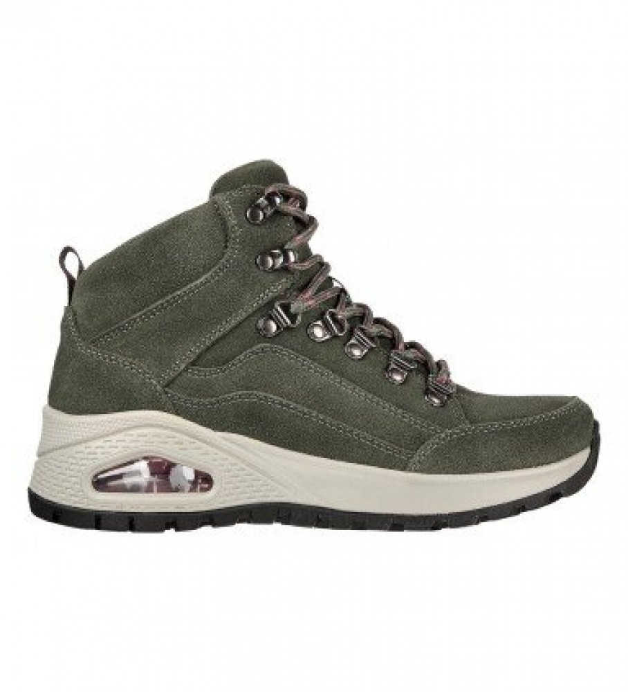 Skechers Leather ankle boots Uno Rugged Rugged One olive green