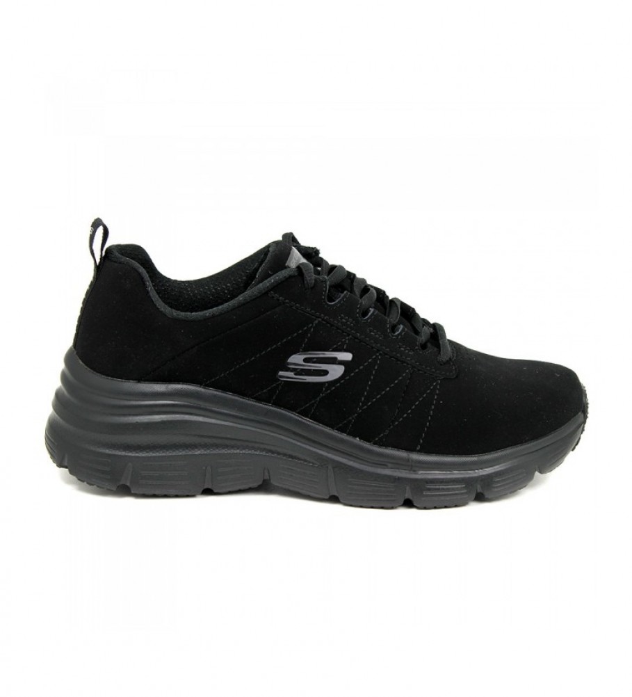 Skechers Black Fashion Feet True shoes - altura da cunha: 4cm