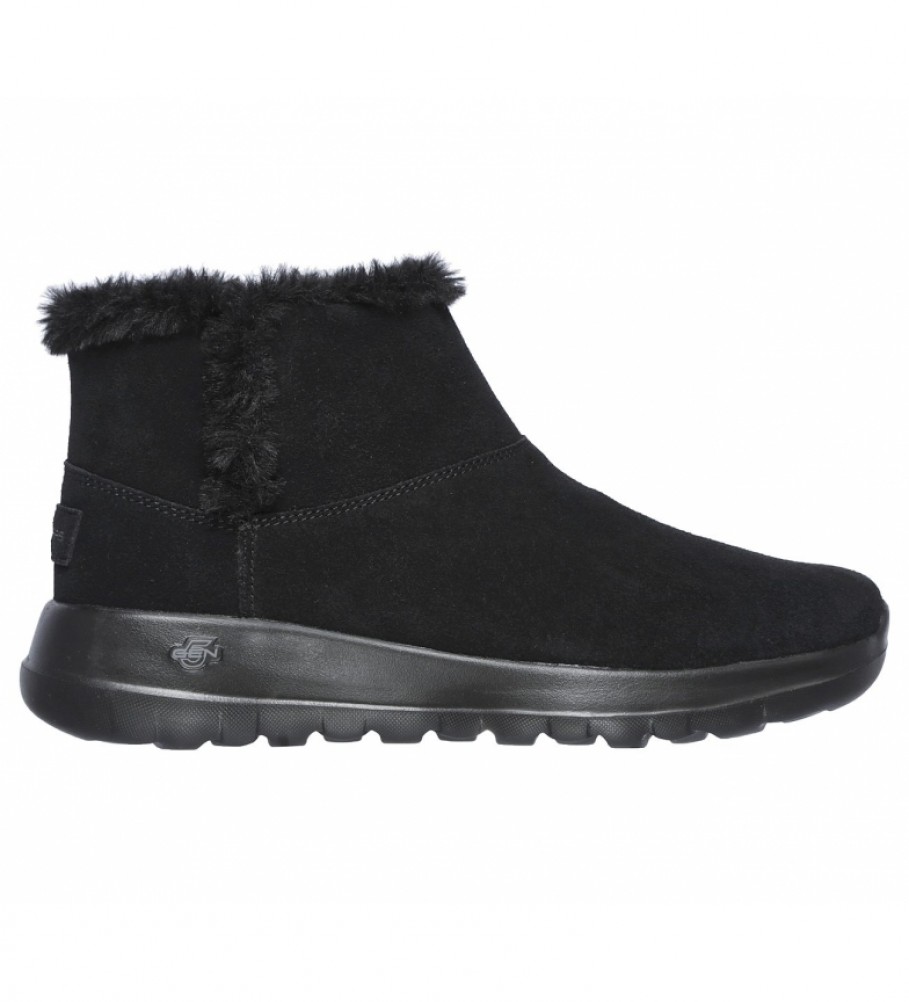 Skechers On-The-Go Joy Bundle Up leather ankle boots black