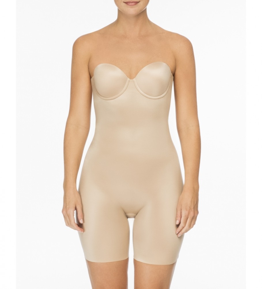 Spanx  Plunge Low Back Thong Champagne Beige - Tryst Boutique