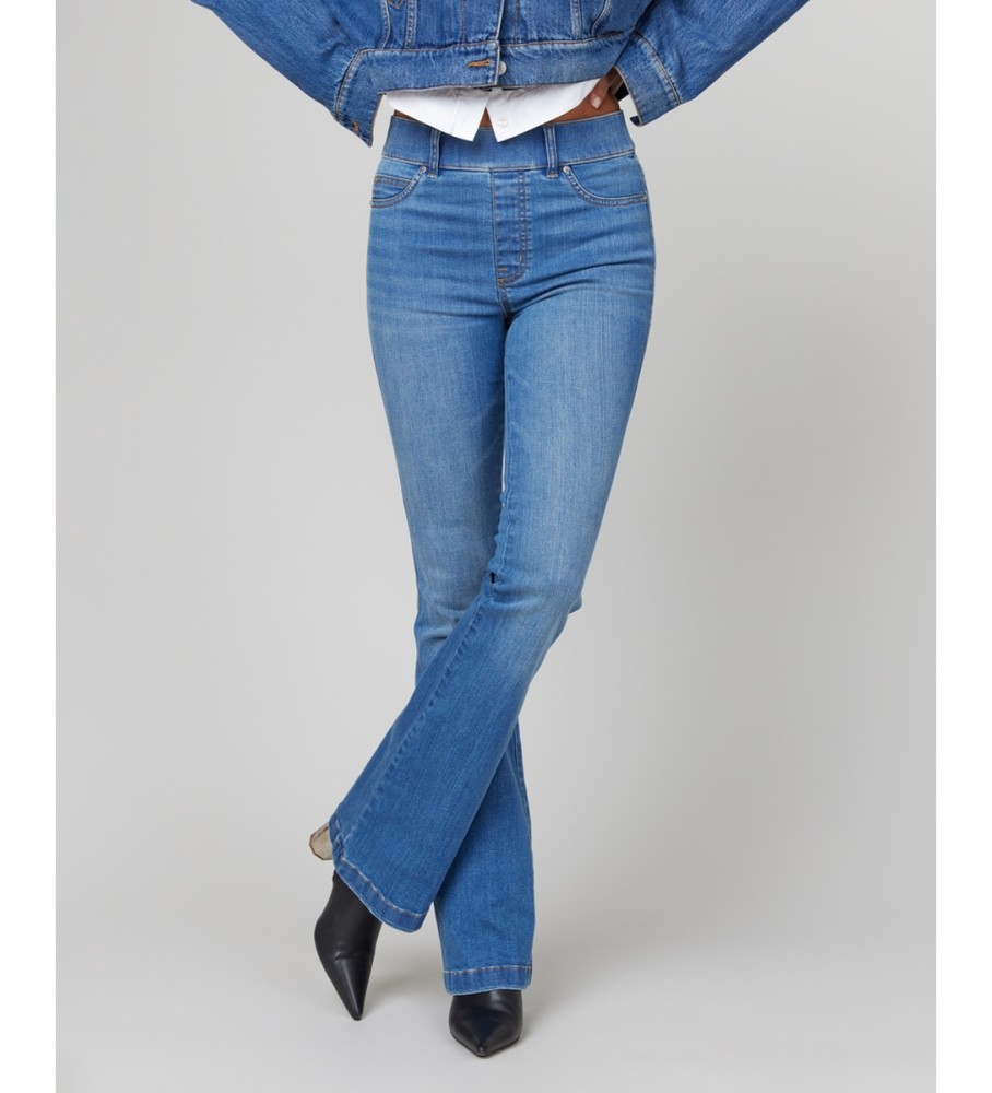 SPANX Blue bell-bottom denim leggings - ESD Store fashion
