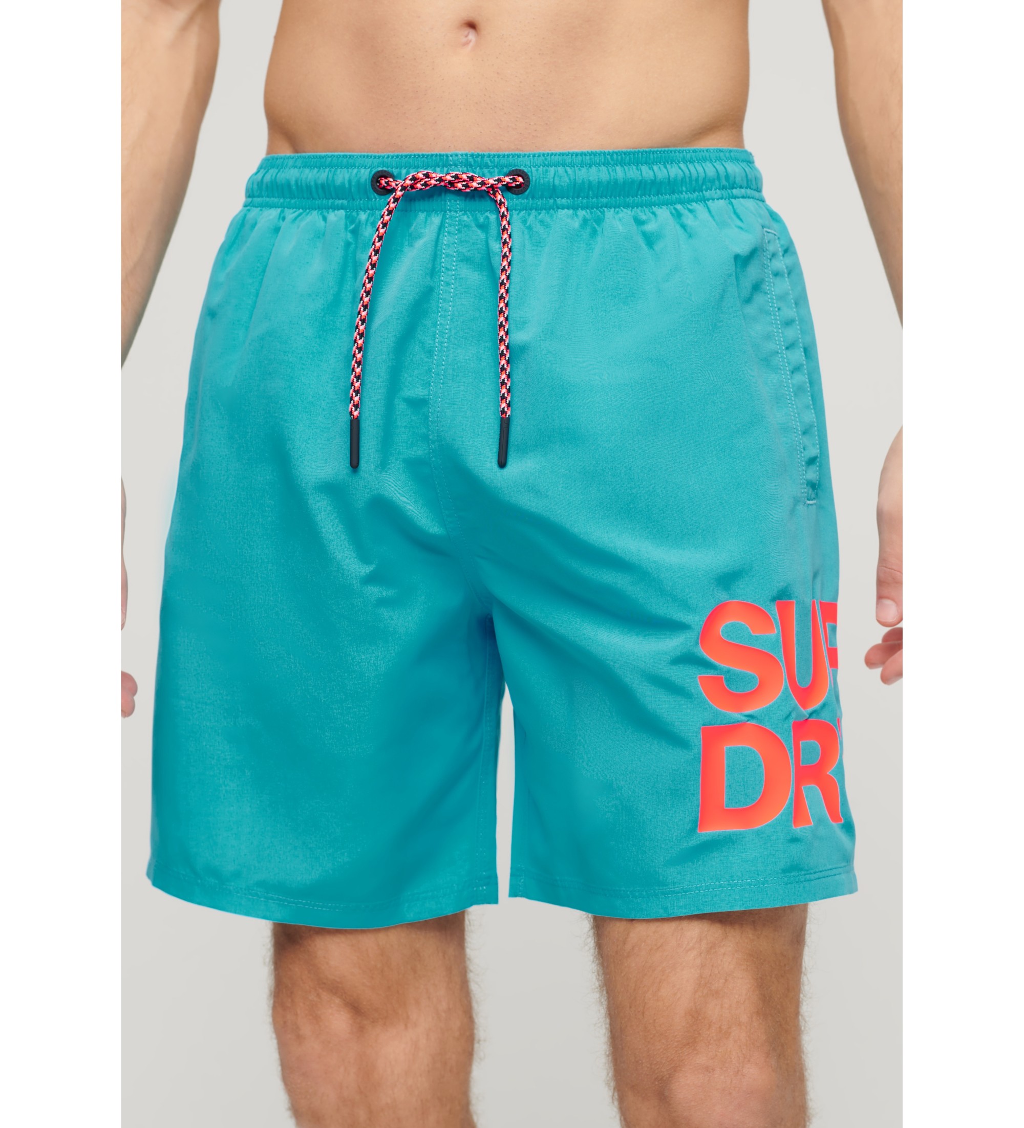 Superdry Športni plavalni kostum z logotipom iz recikliranega materiala, modri