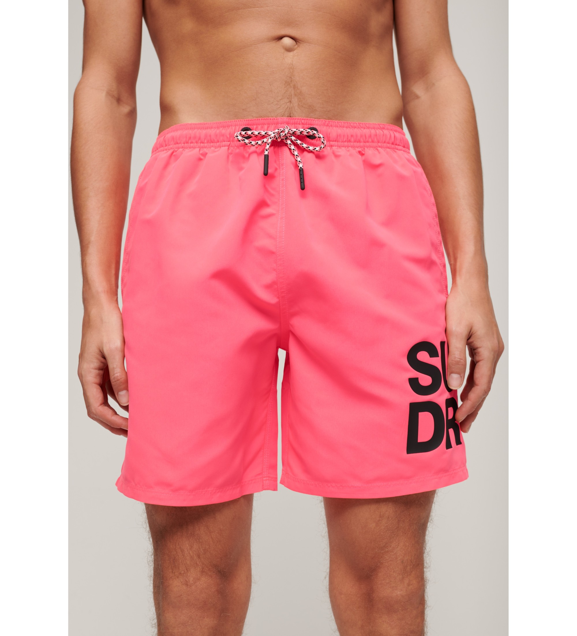 Superdry Fato de banho desportivo com logtipo de material reciclado cor-de-rosa