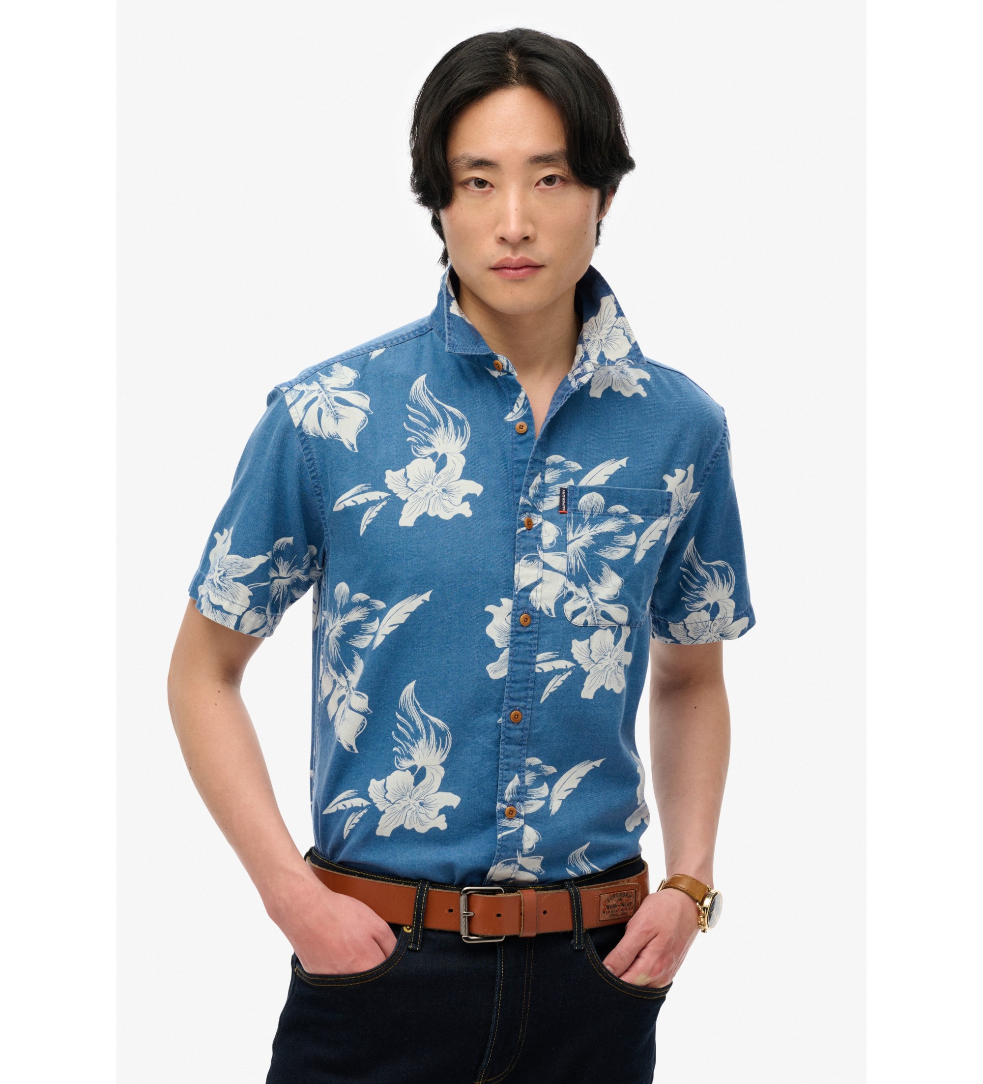 Superdry Loom blaues Hemd