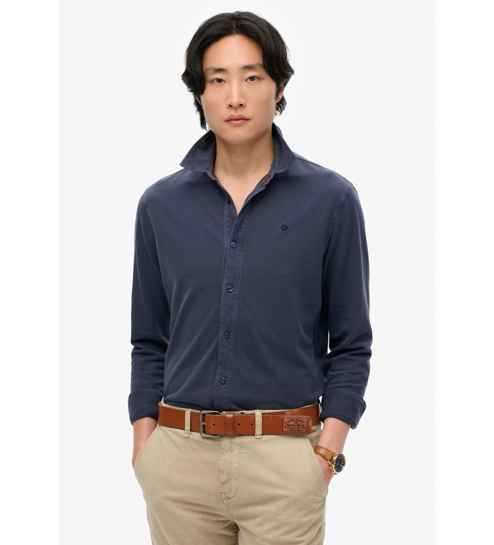 Superdry Camisa de piqu Vintage desgastada marino
