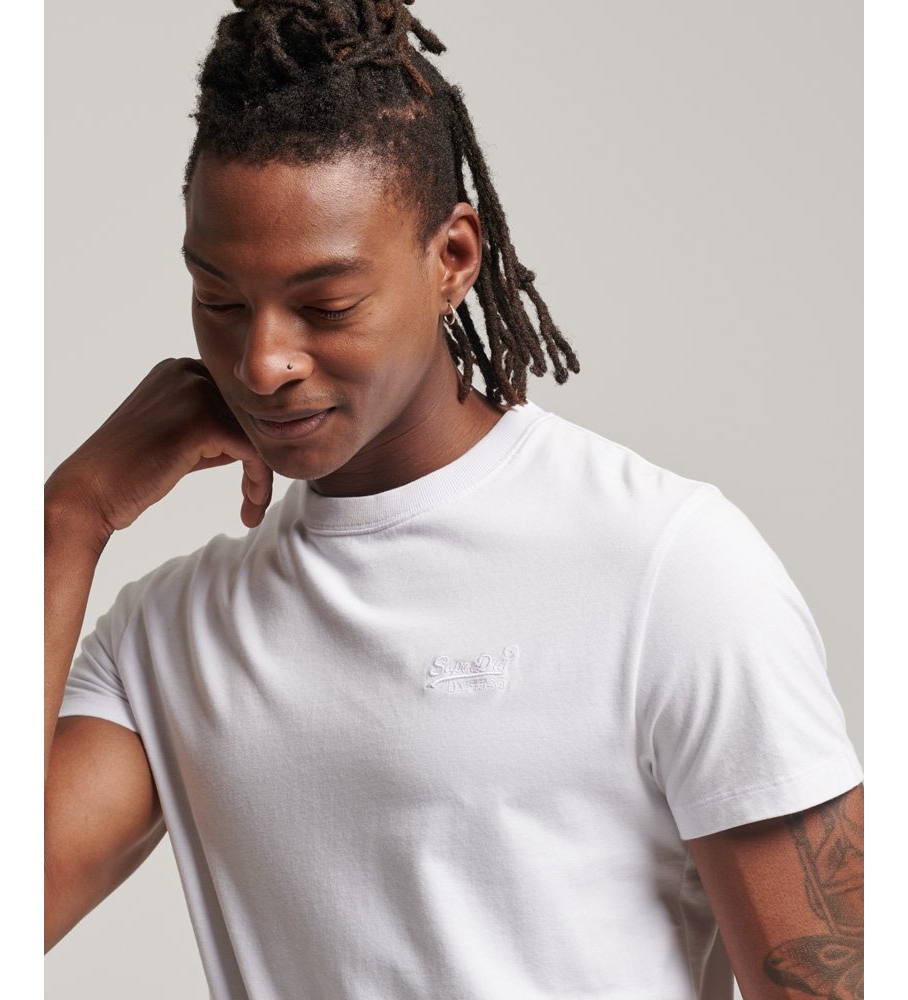 Superdry Koszulka z bawełny organicznej z logo Essential biała Superdry Koszulka z bawełny organicznej z logo Essential biała