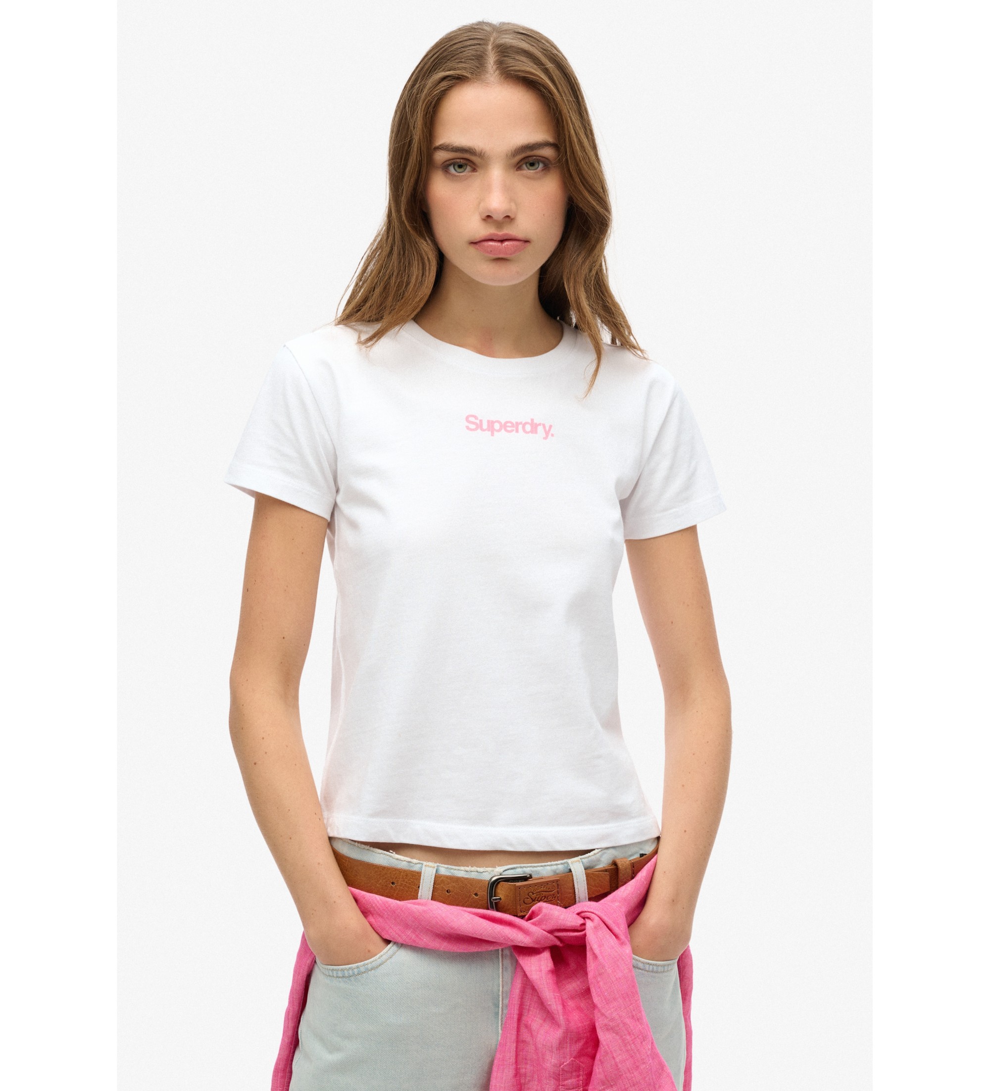Superdry T-shirt aderente con logo Core City bianco