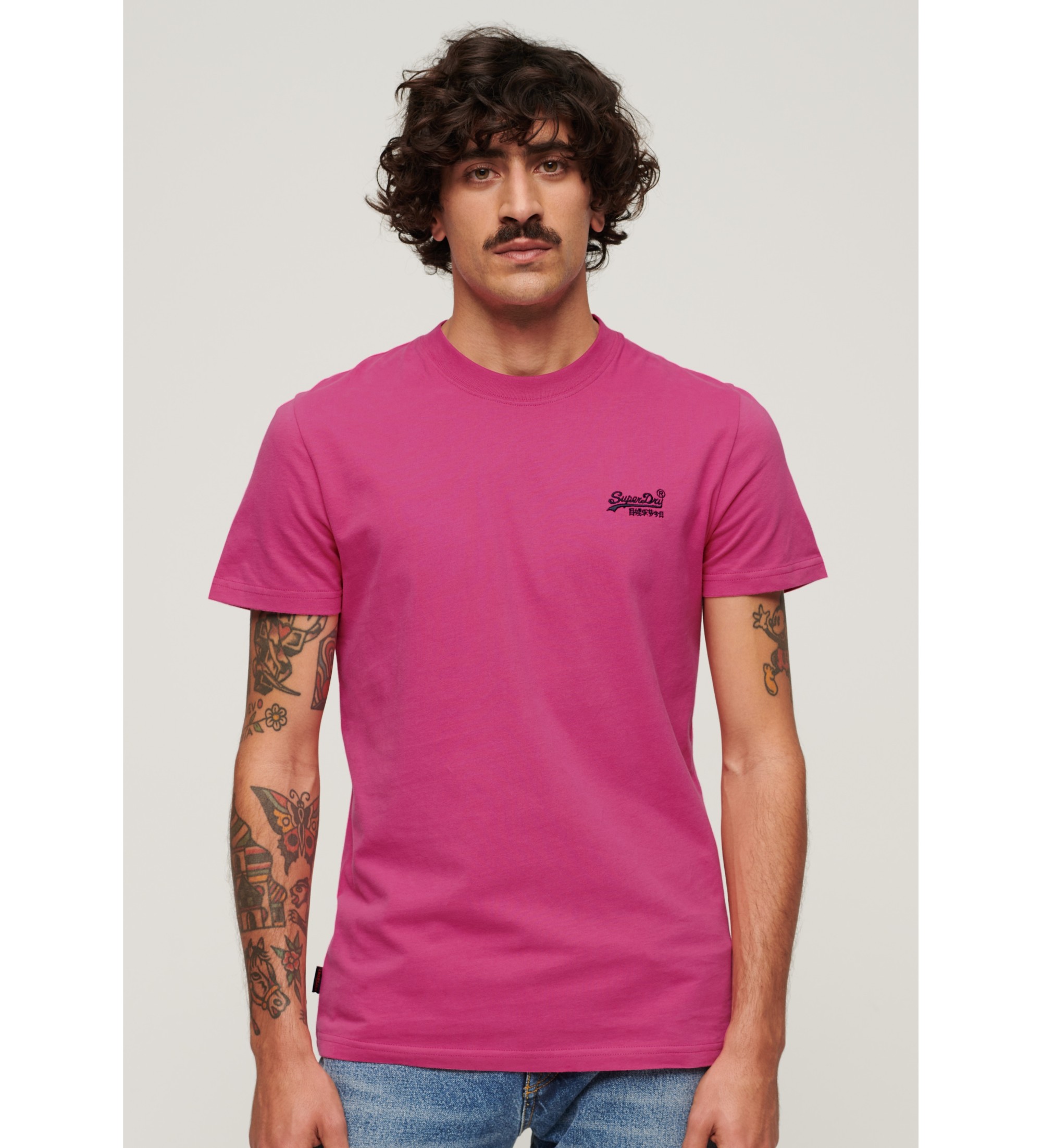 Superdry Camiseta de algodón orgánico con logotipo Essential rosa
