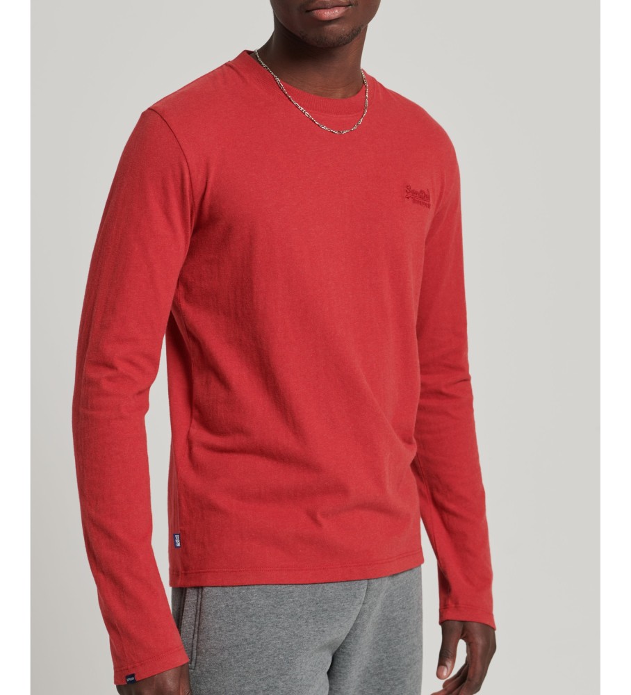 Superdry T-Shirt aus Bio-Baumwolle für Schuhe, Markenschuhe mit gesticktem roten Mode und - Accessoires Markenturnschuhe und Geschäft Esdemarca - Vintage-Logo