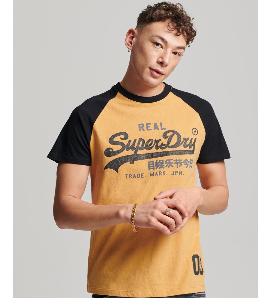 aus - Geschäft T-Shirt Markenschuhe Raglanärmeln - Vintage-Logo mit und Schuhe, Superdry Accessoires und orangefarbenem Esdemarca Markenturnschuhe und Bio-Baumwolle für Mode