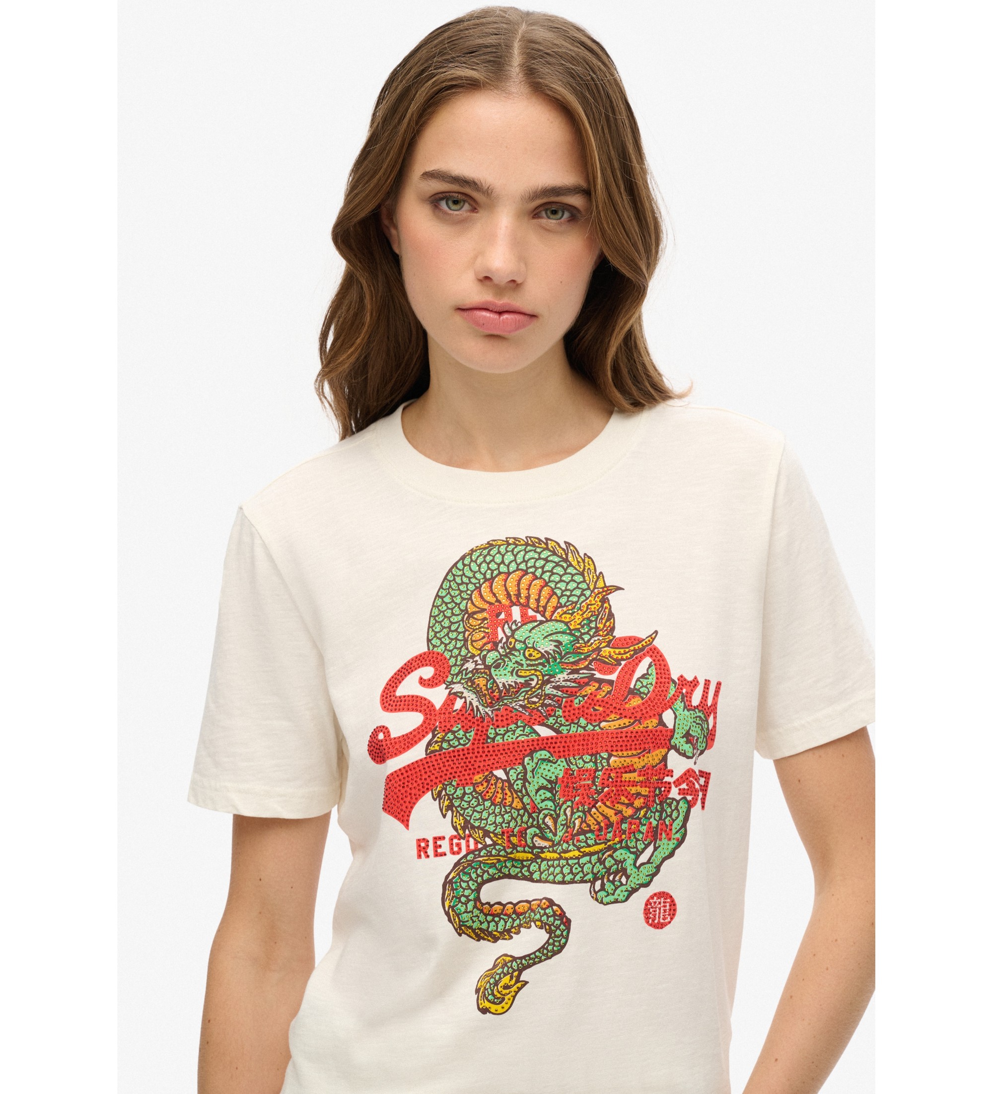 Superdry Relaxed T-shirt met Vintage Tokyo logo wit