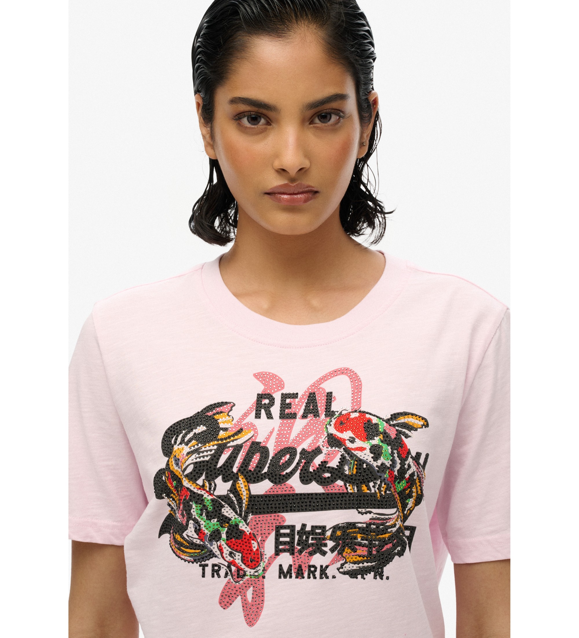 Superdry Koszulka o luźnym kroju z różowym logo Vintage Tokyo