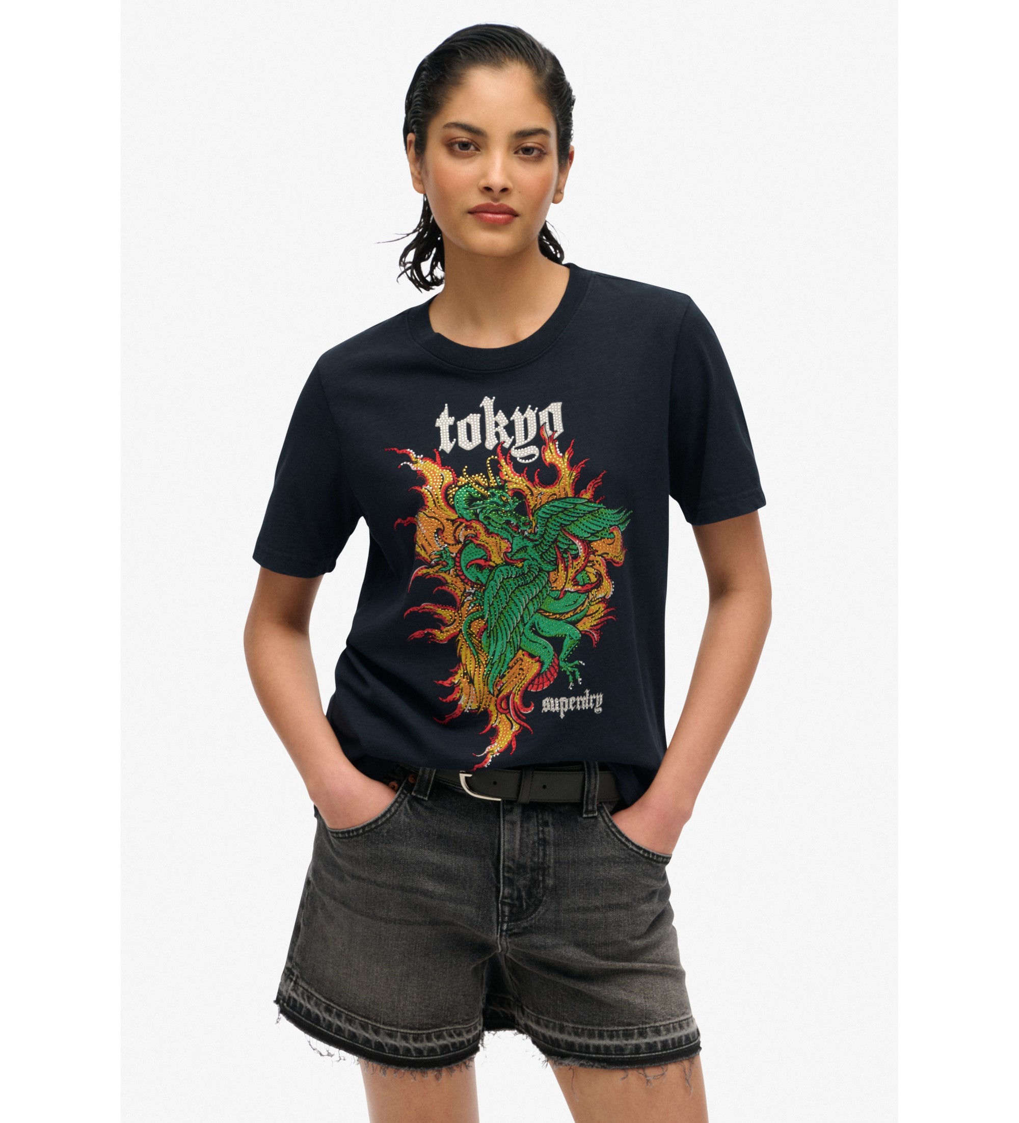 Superdry Relaxed fit T-shirt with logo Vintage Tokyo black