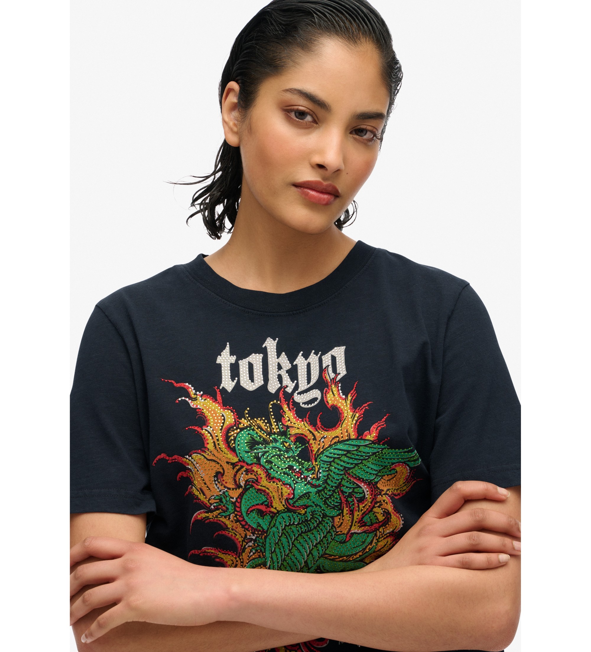 Superdry Relaxed fit T-shirt with logo Vintage Tokyo black
