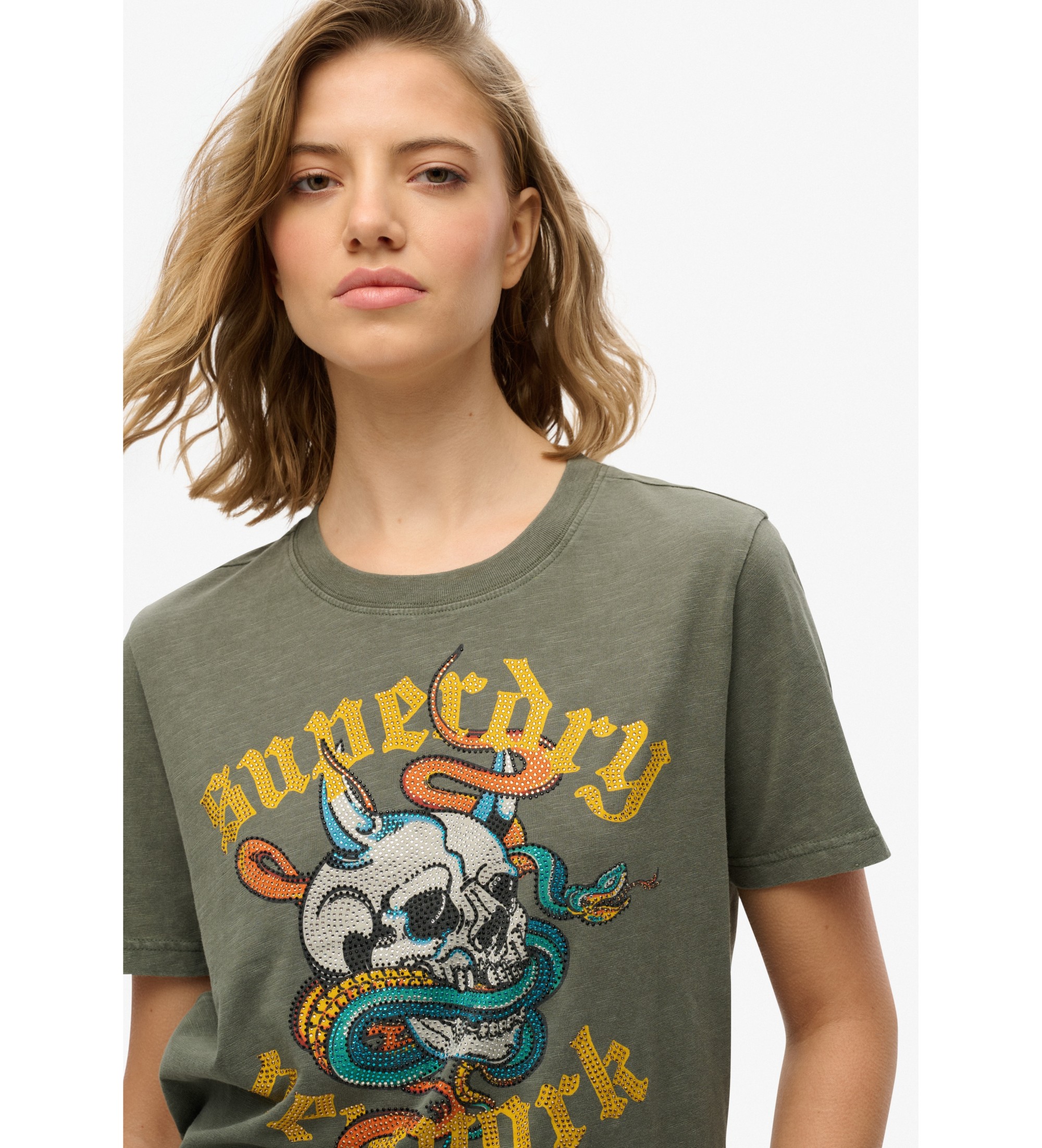 Superdry Relaxed fit T-shirt with Neo Trad tattoo motif green