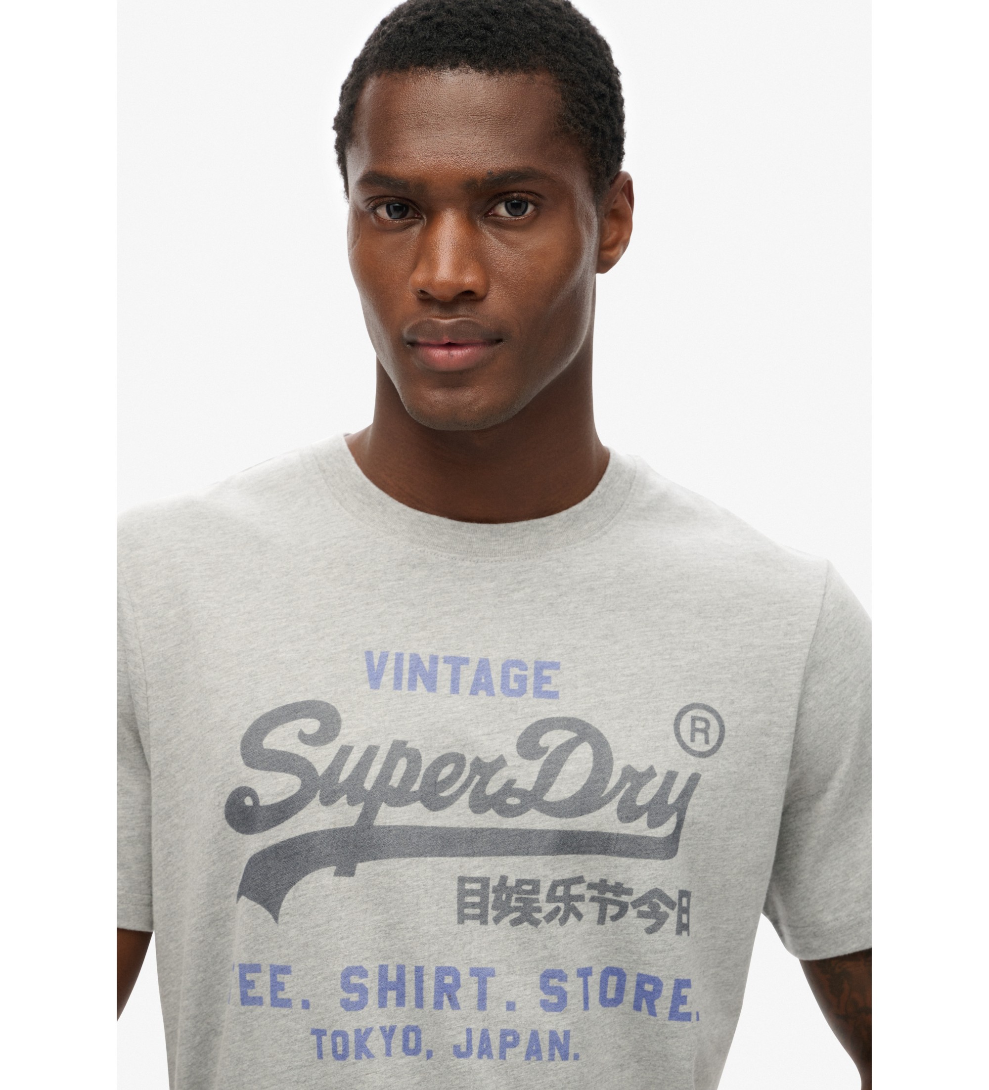 Superdry T-shirt Heritage com logtipo Vintage cinzento