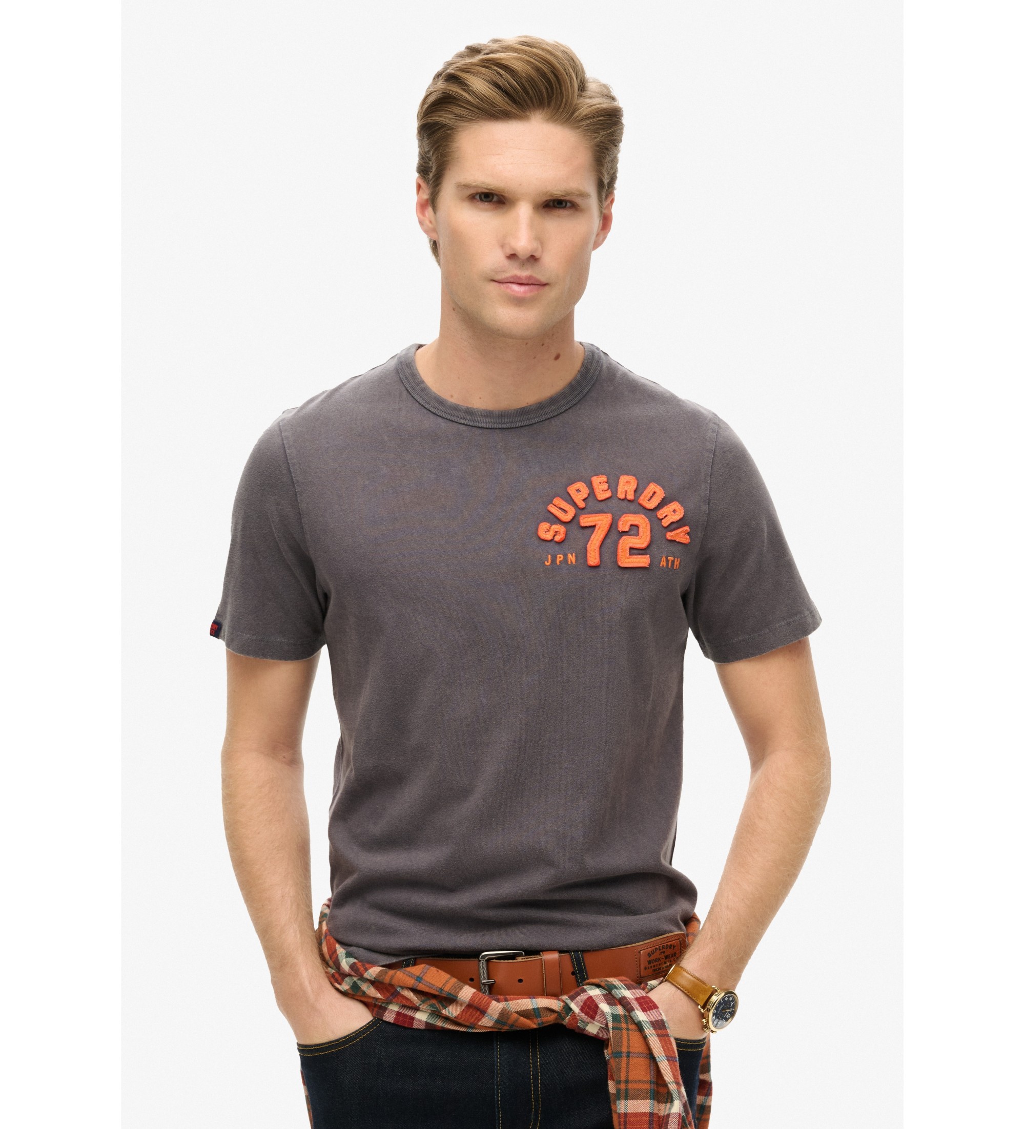 Superdry Vintage Athletic majica s kratkimi rokavi sive barve