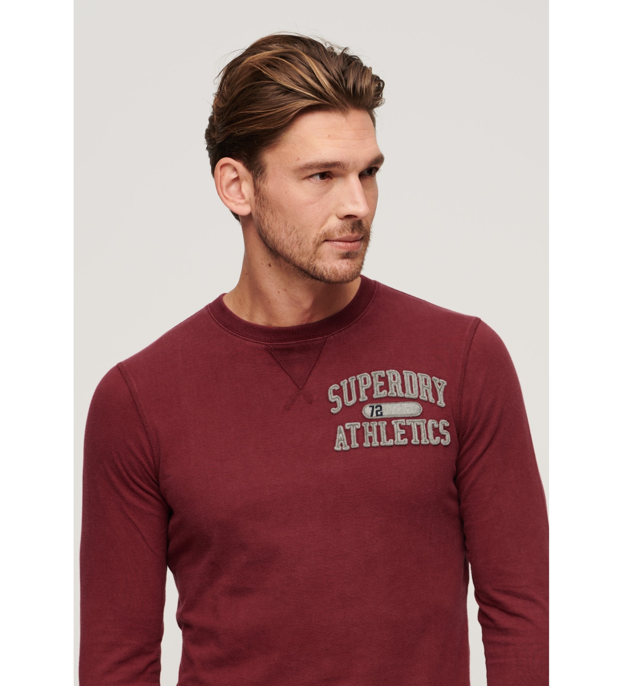 Superdry Vintage atletska majica z dolgimi rokavi bordo