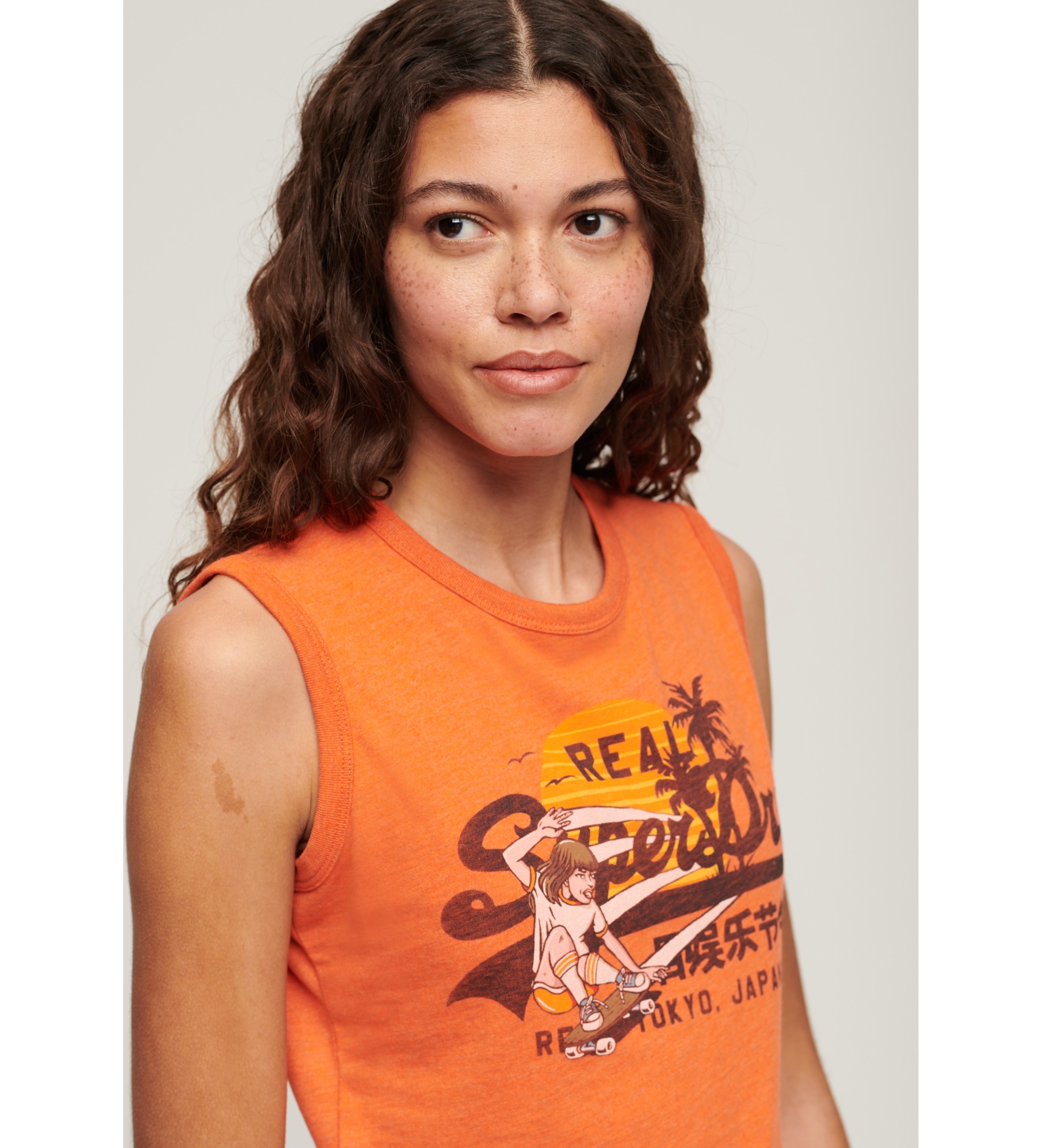 Superdry Fitted T-shirt with LA Vintage orange logo