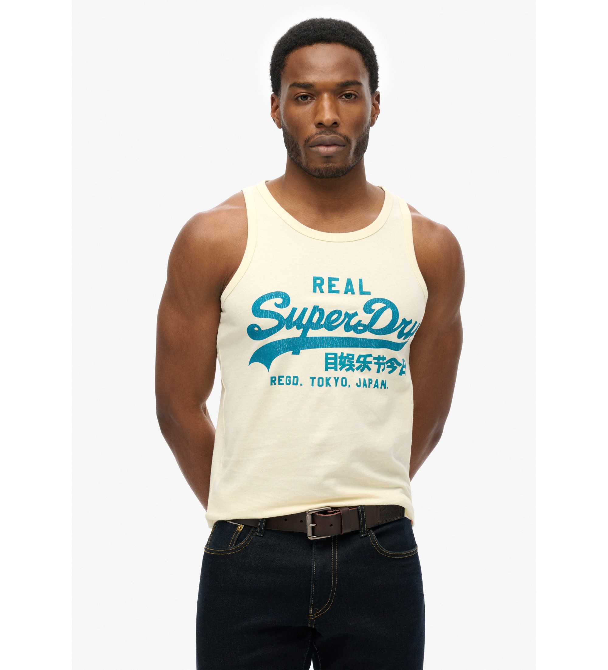 Superdry Biały podkoszulek z logo Vintage Cali