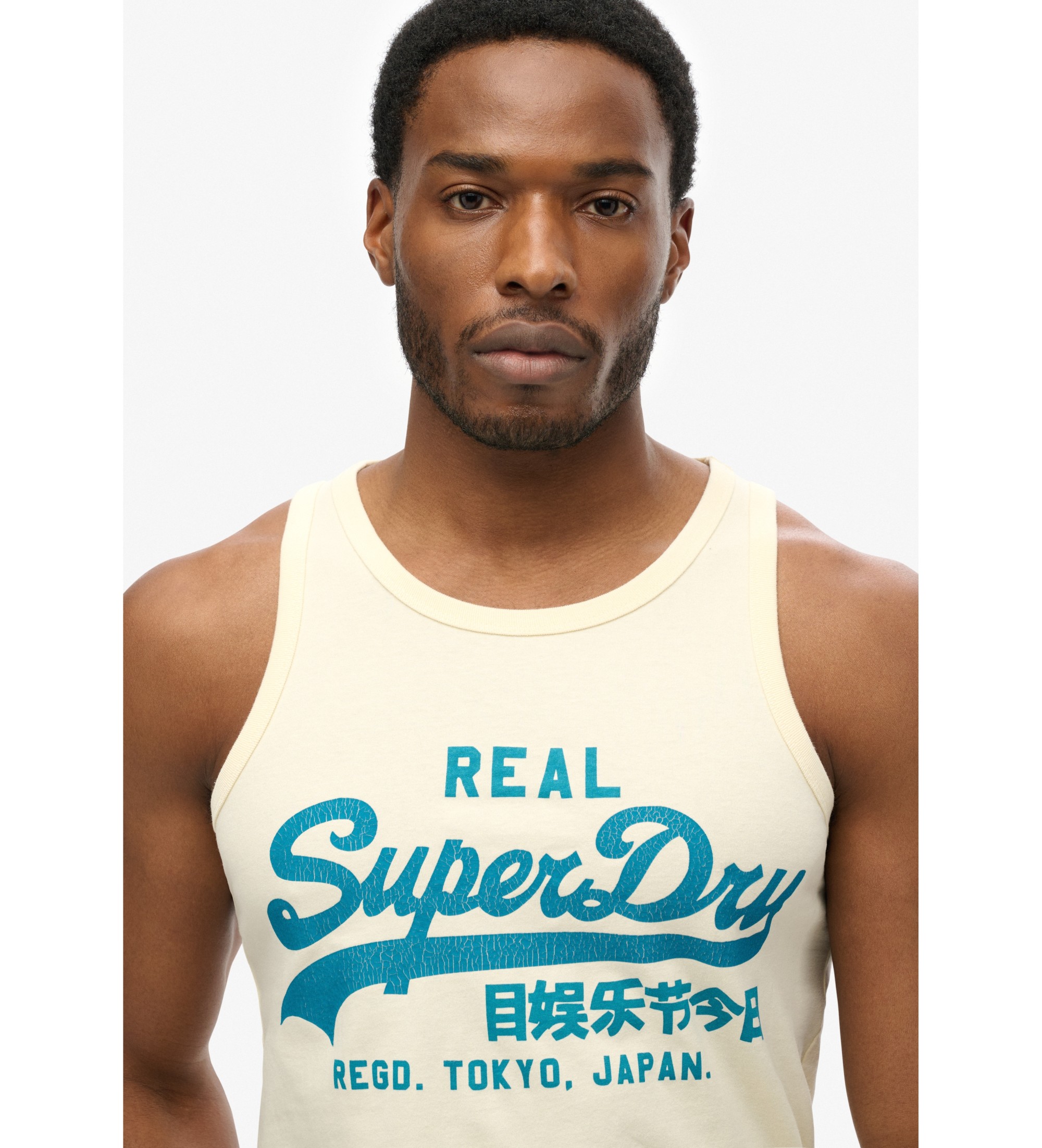 Superdry Biały podkoszulek z logo Vintage Cali