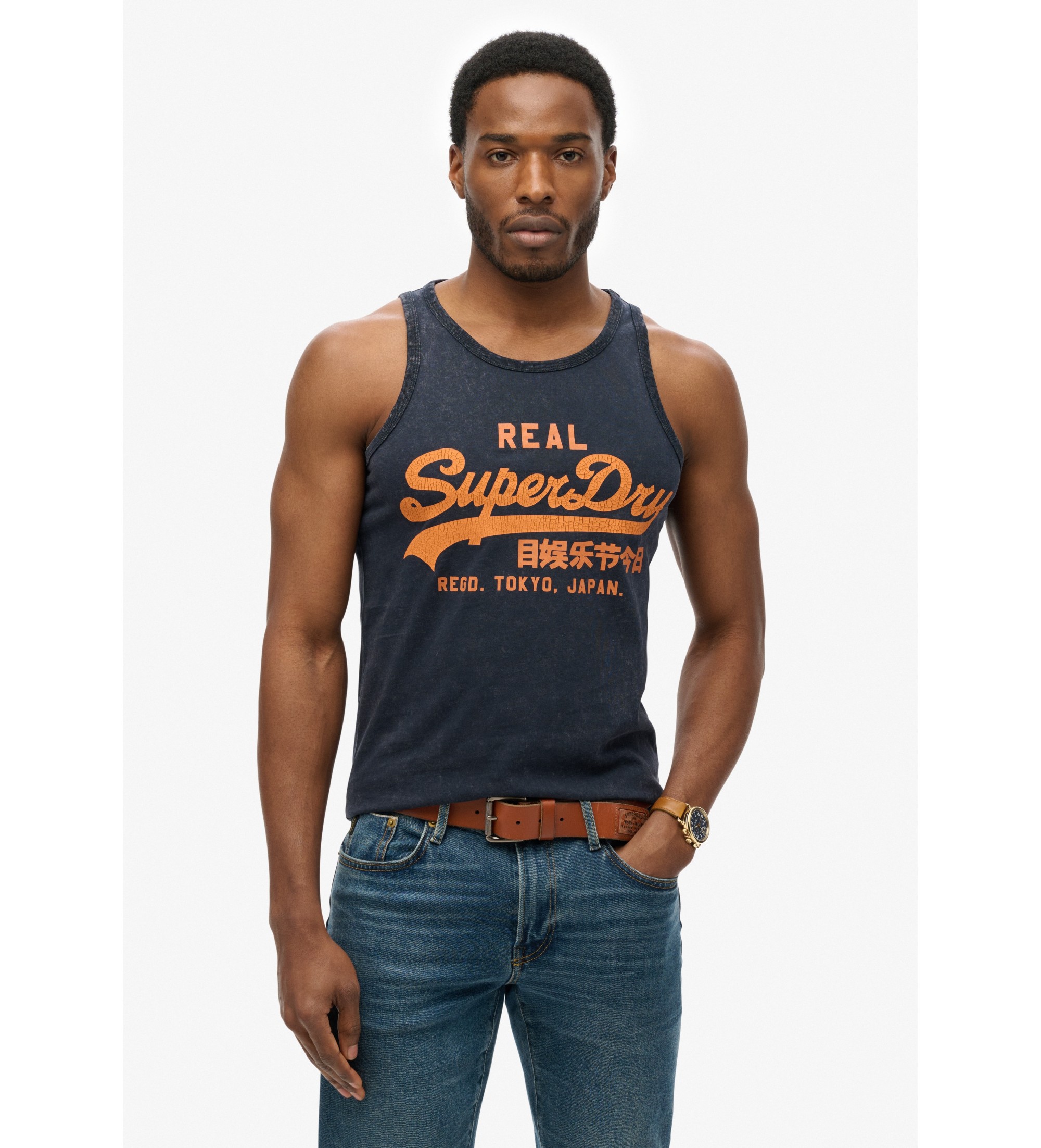 Superdry Vintage Cali navy logo tank top