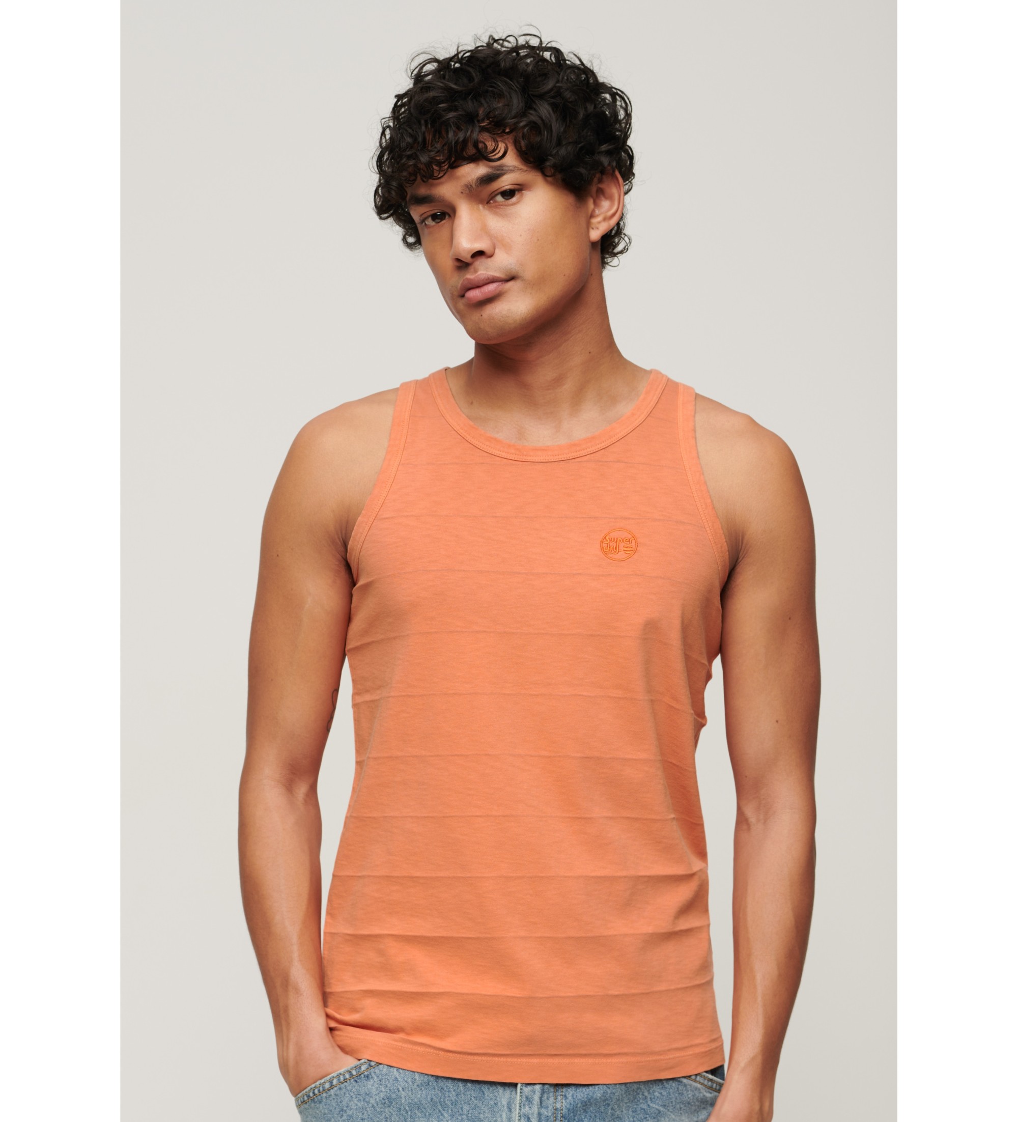 Superdry T-shirt en coton textur avec logo Vintage orange