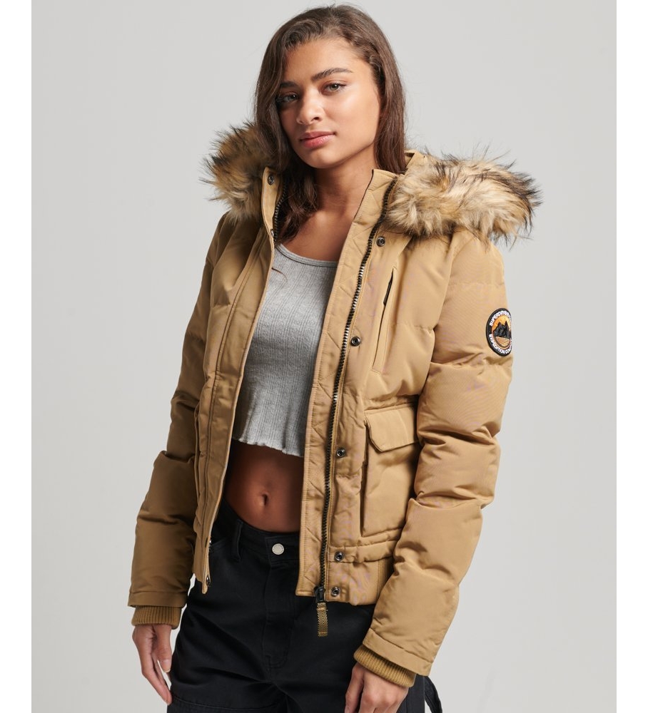 Superdry Brown Everest Hooded Quilted Bomber Jacket with hood - ESD Store  fashion, footwear and accessories - best brands shoes and designer shoes