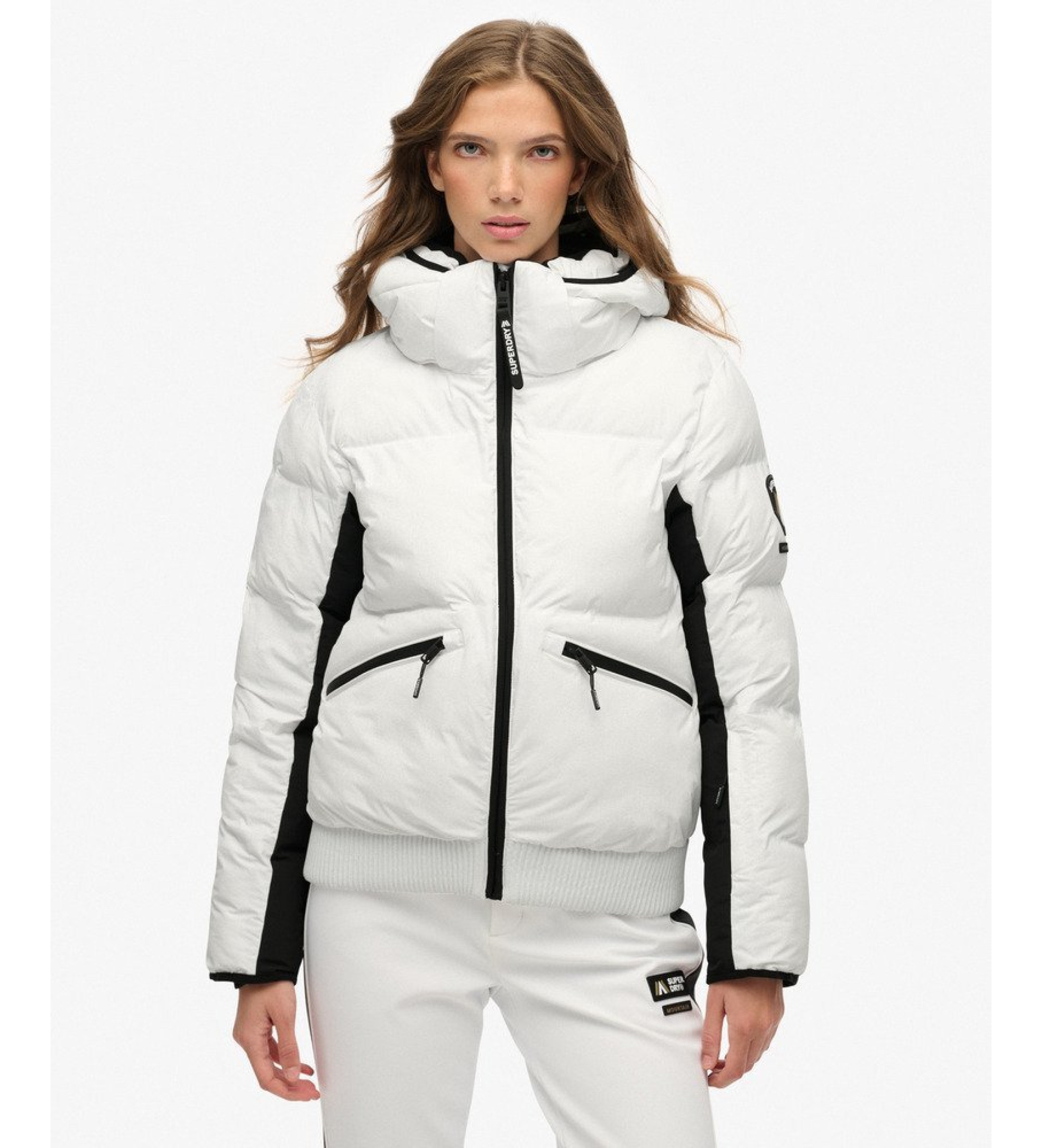 Superdry Giacca da sci con cappuccio bianca Superdry Giacca da sci con cappuccio bianca