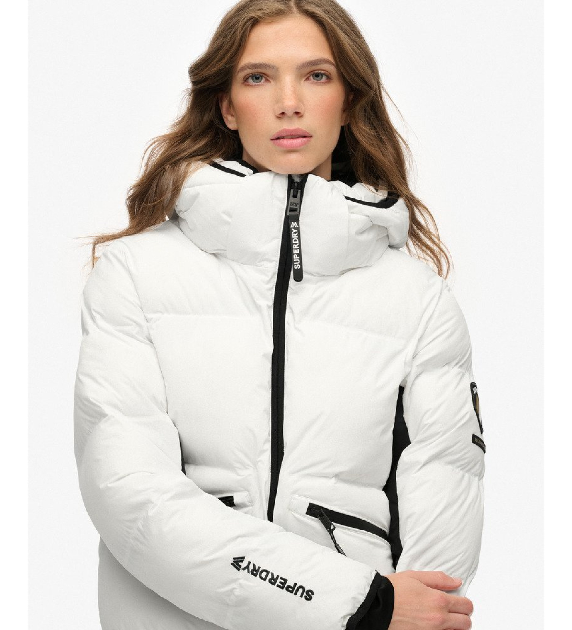 Superdry Giacca da sci con cappuccio bianca Superdry Giacca da sci con cappuccio bianca