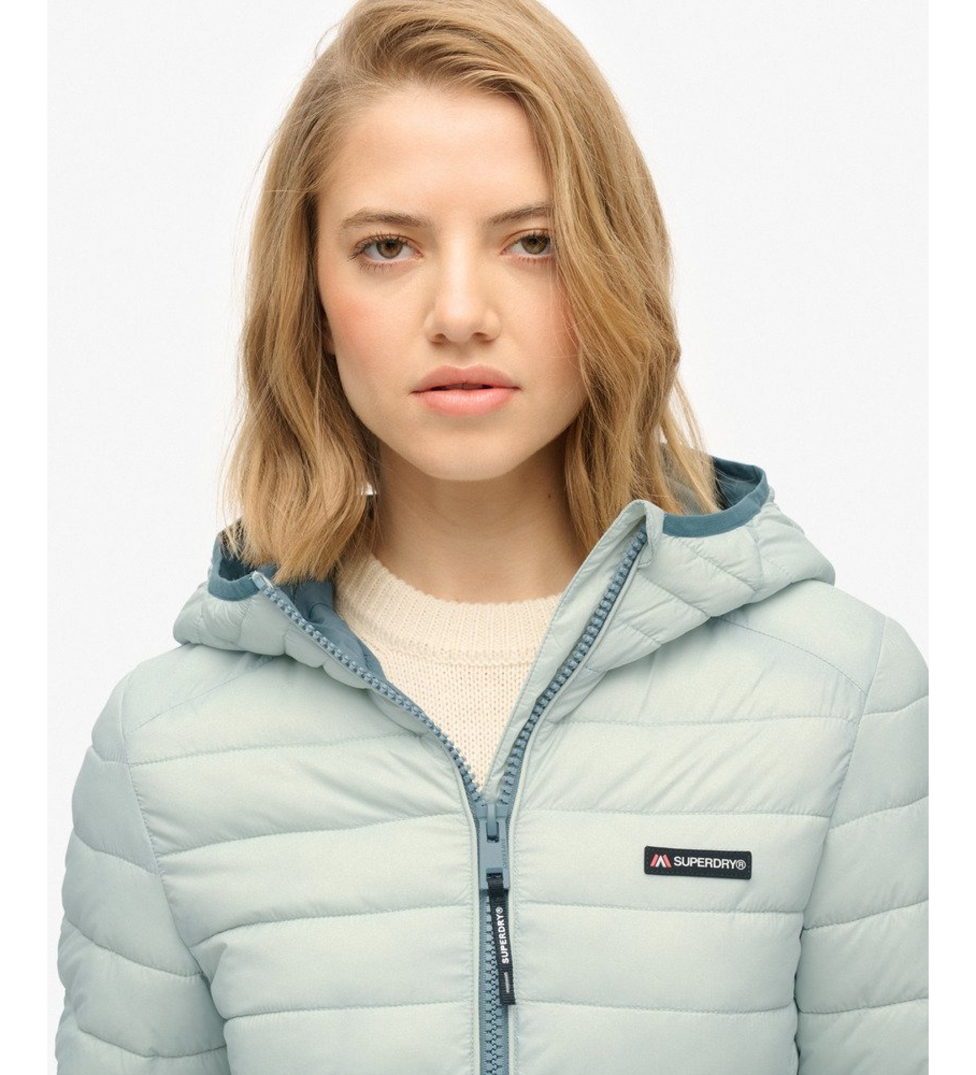 Superdry Hood Fuji Lite Mid Vadderad jacka blå Superdry Hood Fuji Lite Mid Vadderad jacka blå