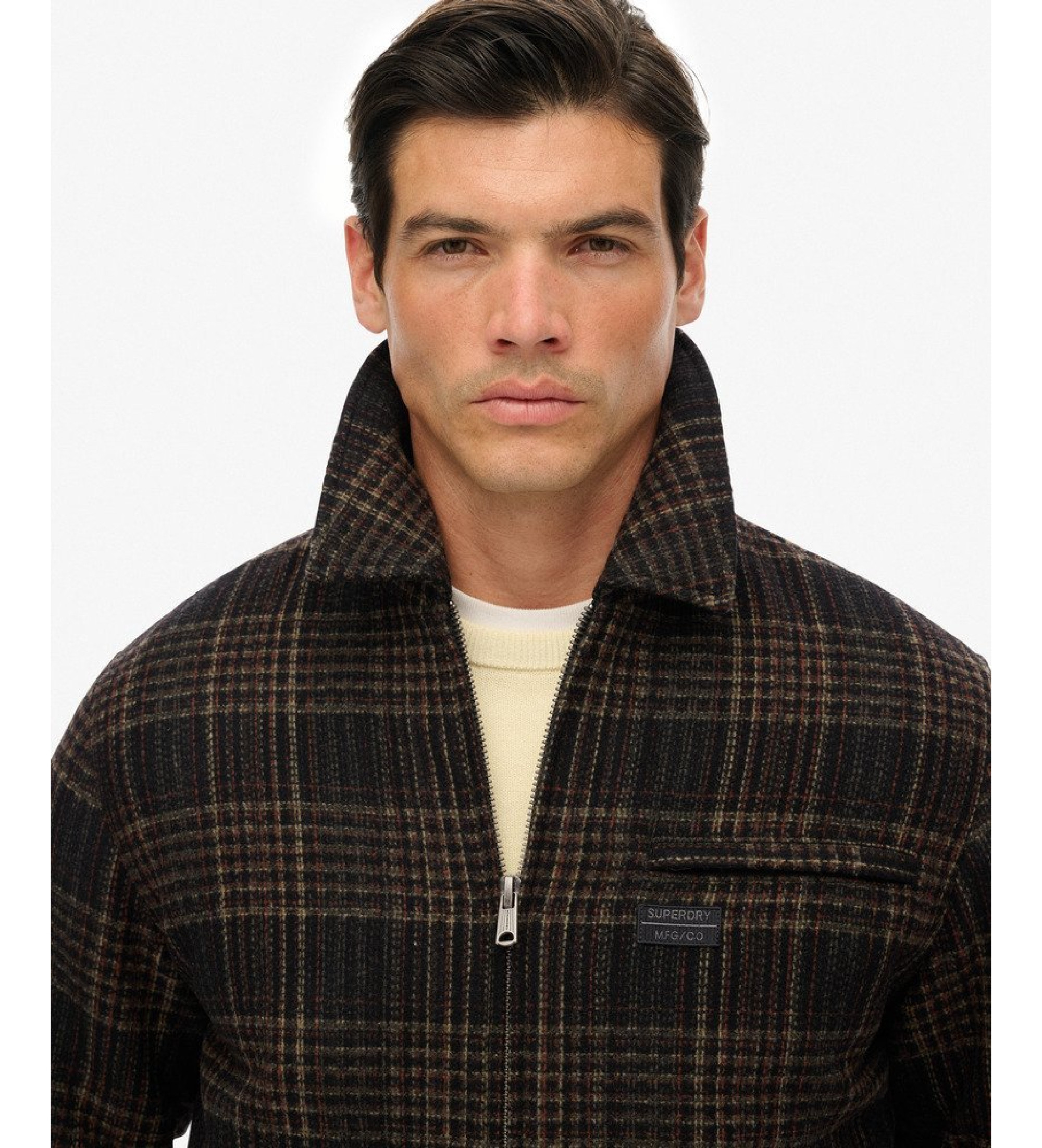 Superdry Wollmischung Check Ranch Jacket braun Superdry Wollmischung Check Ranch Jacket braun