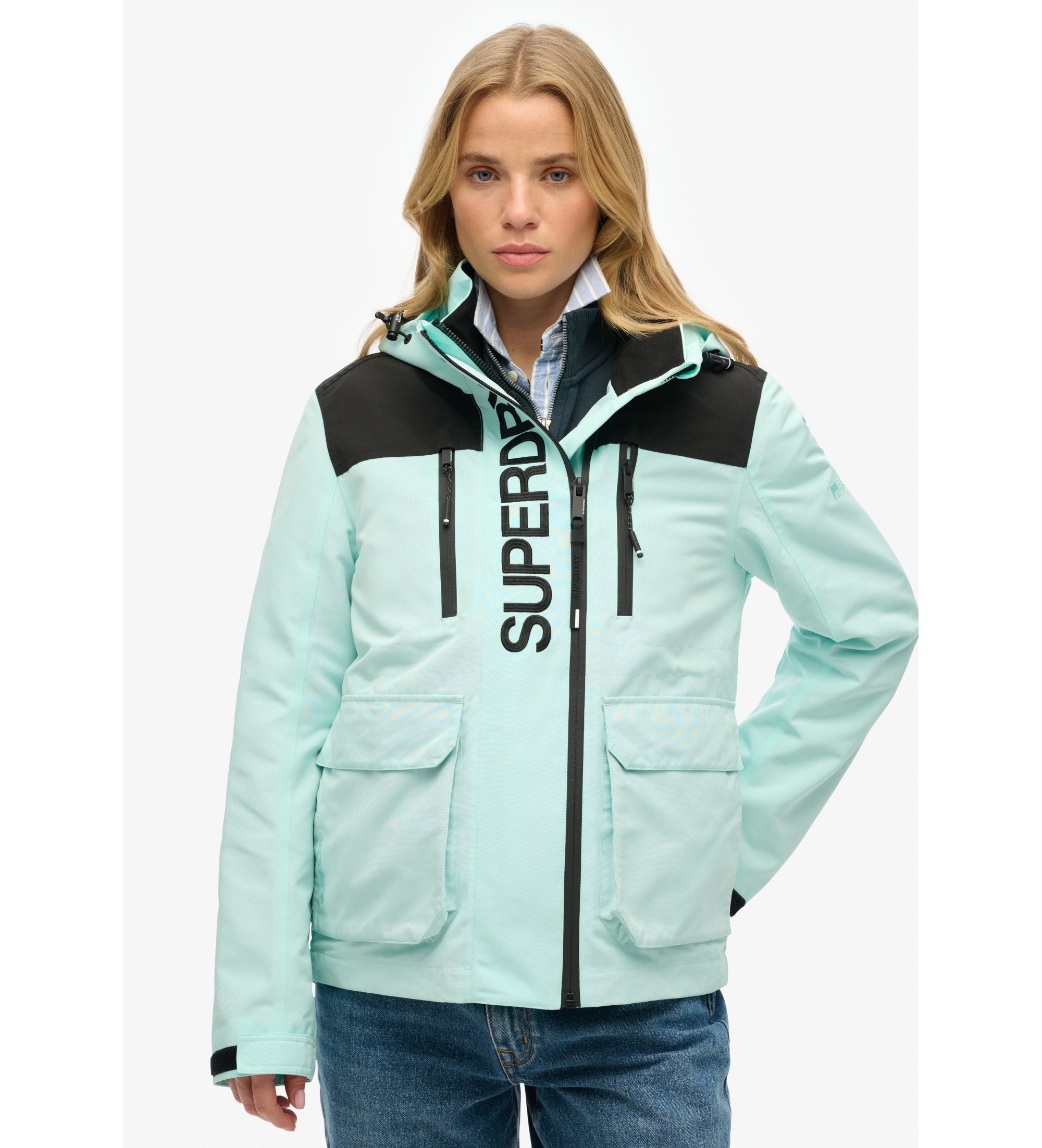 Superdry Ultimate windjack kleurblok blauw