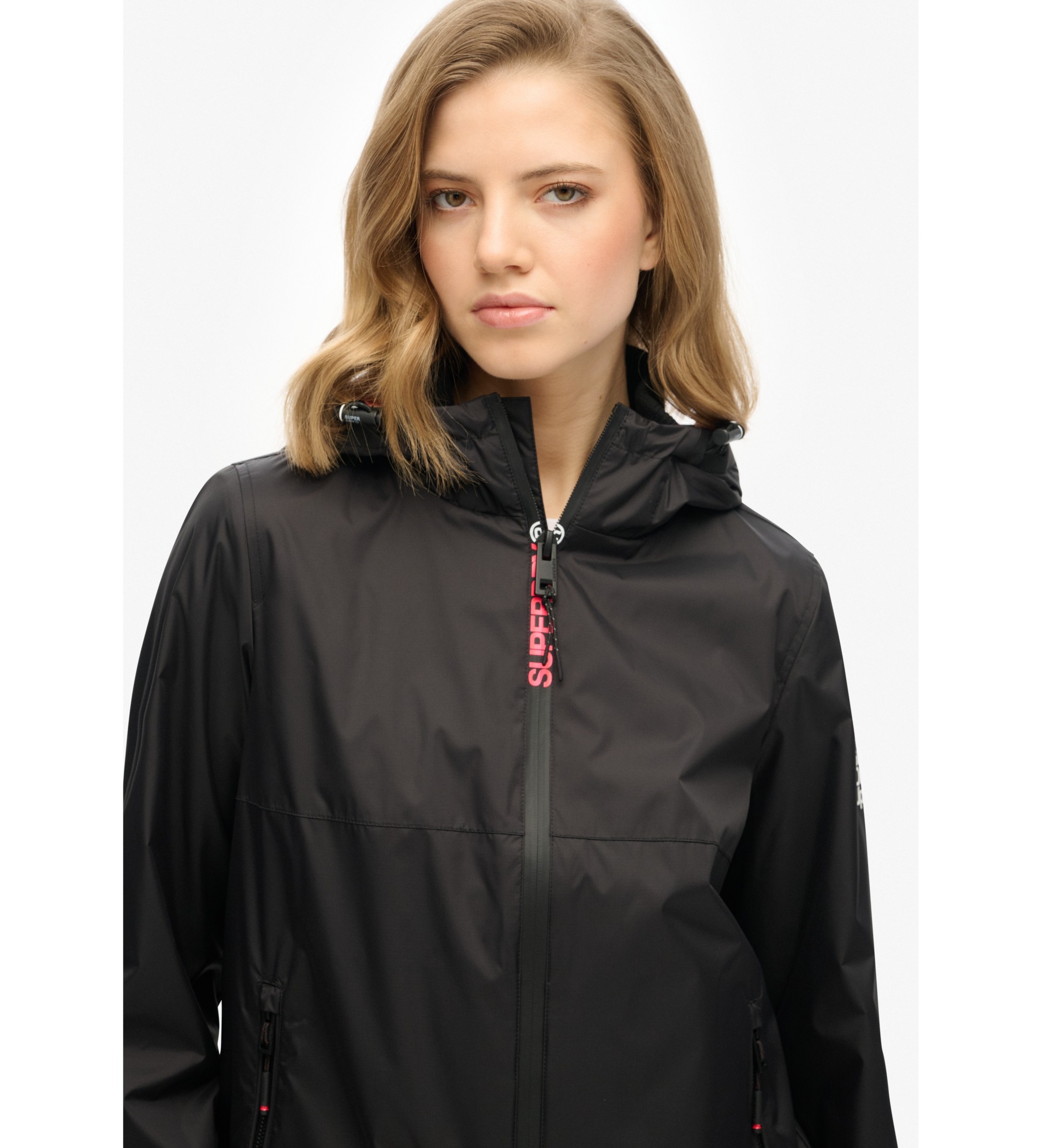 Superdry Windbreaker jacket with hood and logo black