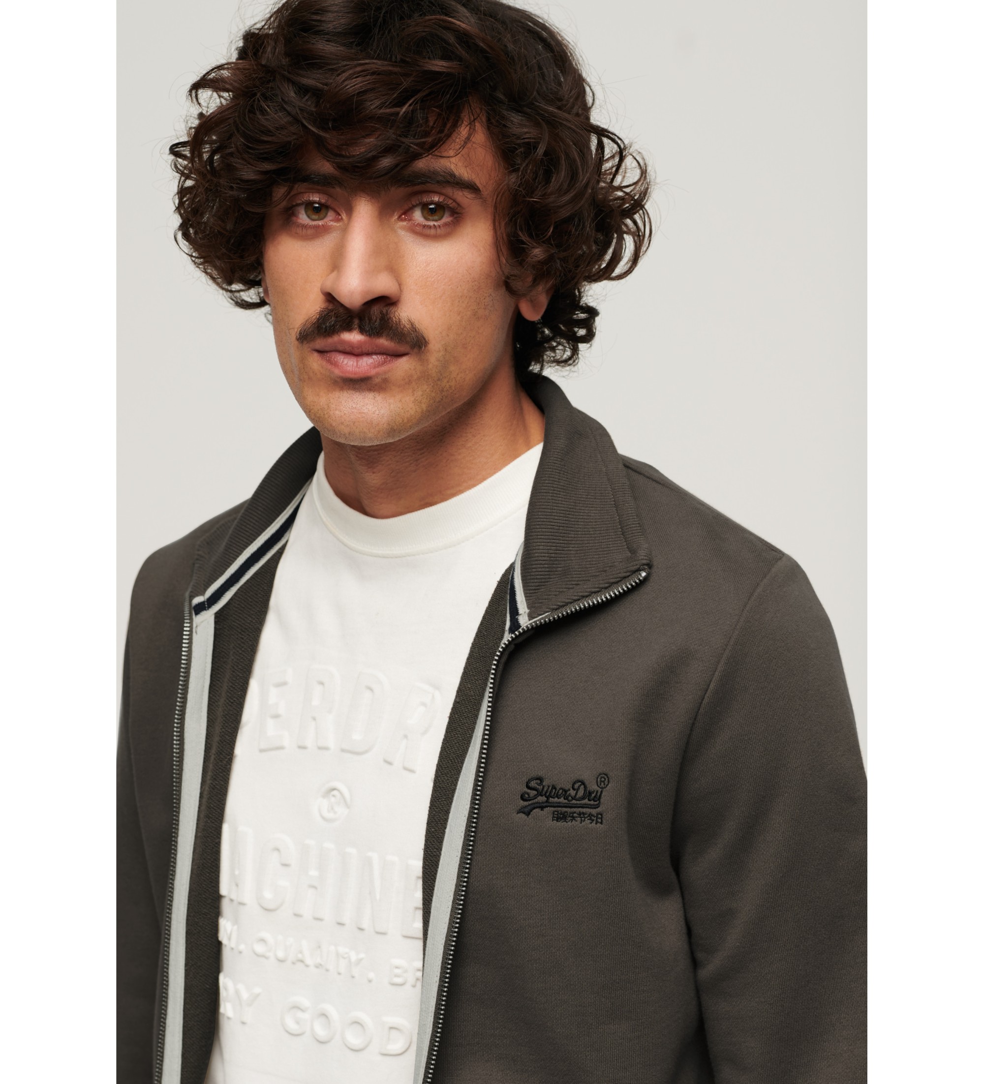 Superdry Tracksuit jacket with zip and logo Essential green