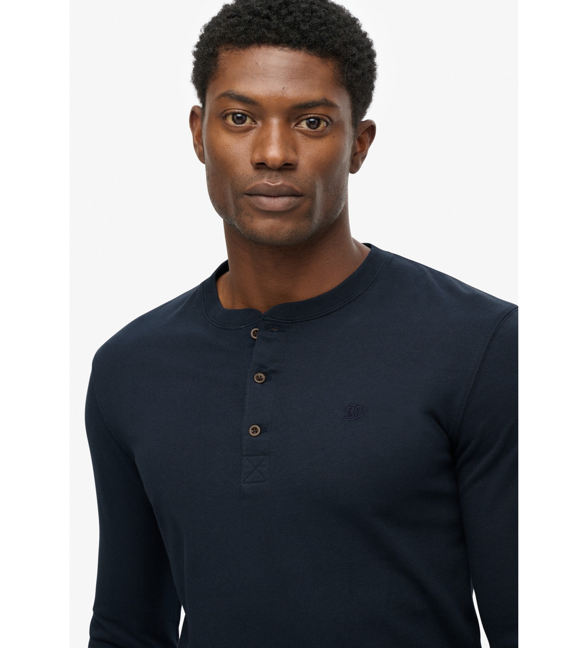 Superdry Polo Classic Essential grandad navy Superdry Polo Classic Essential grandad navy
