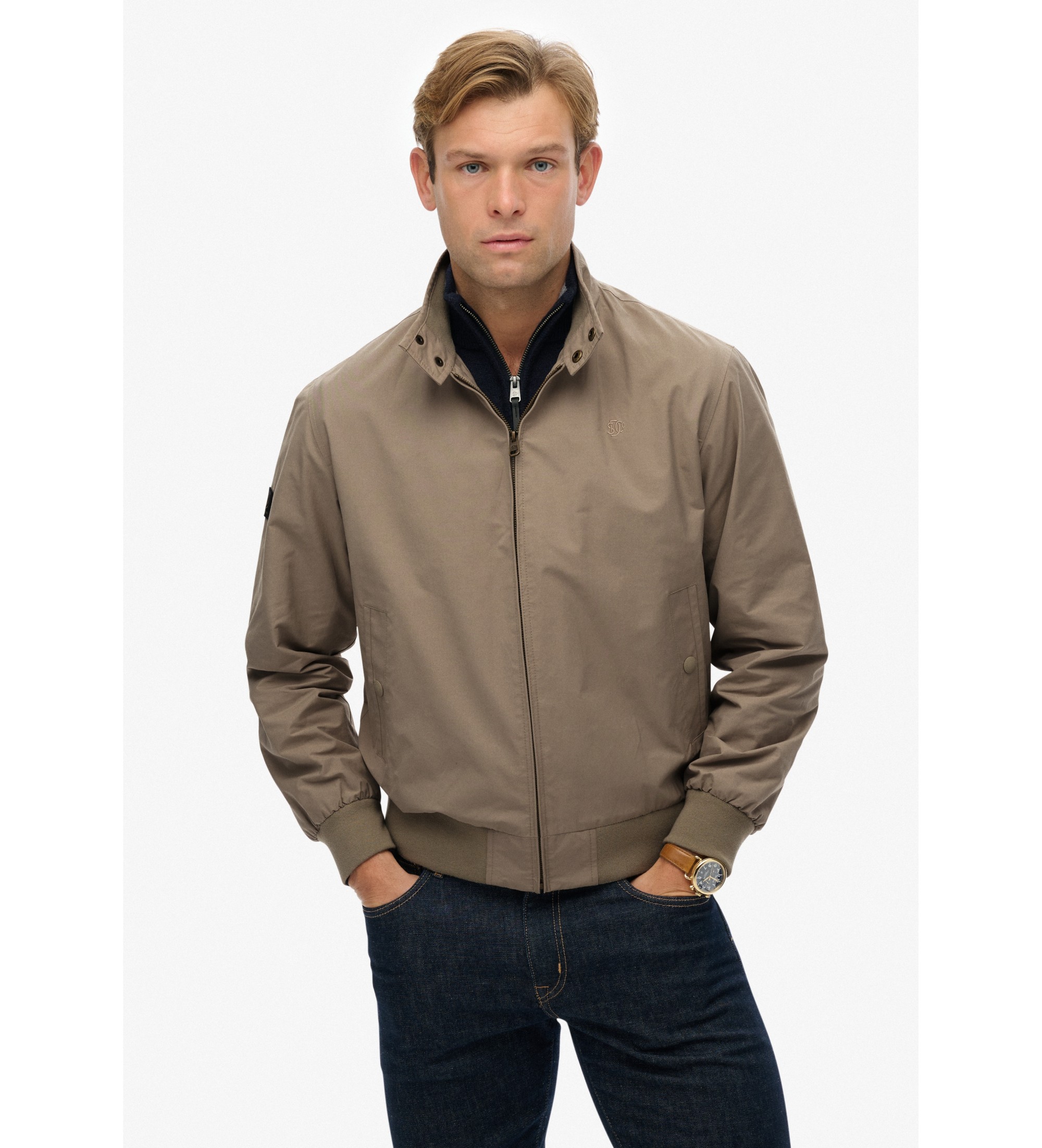 Superdry Klassisk Harrington-jakke, beige Superdry Klassisk Harrington-jakke, beige
