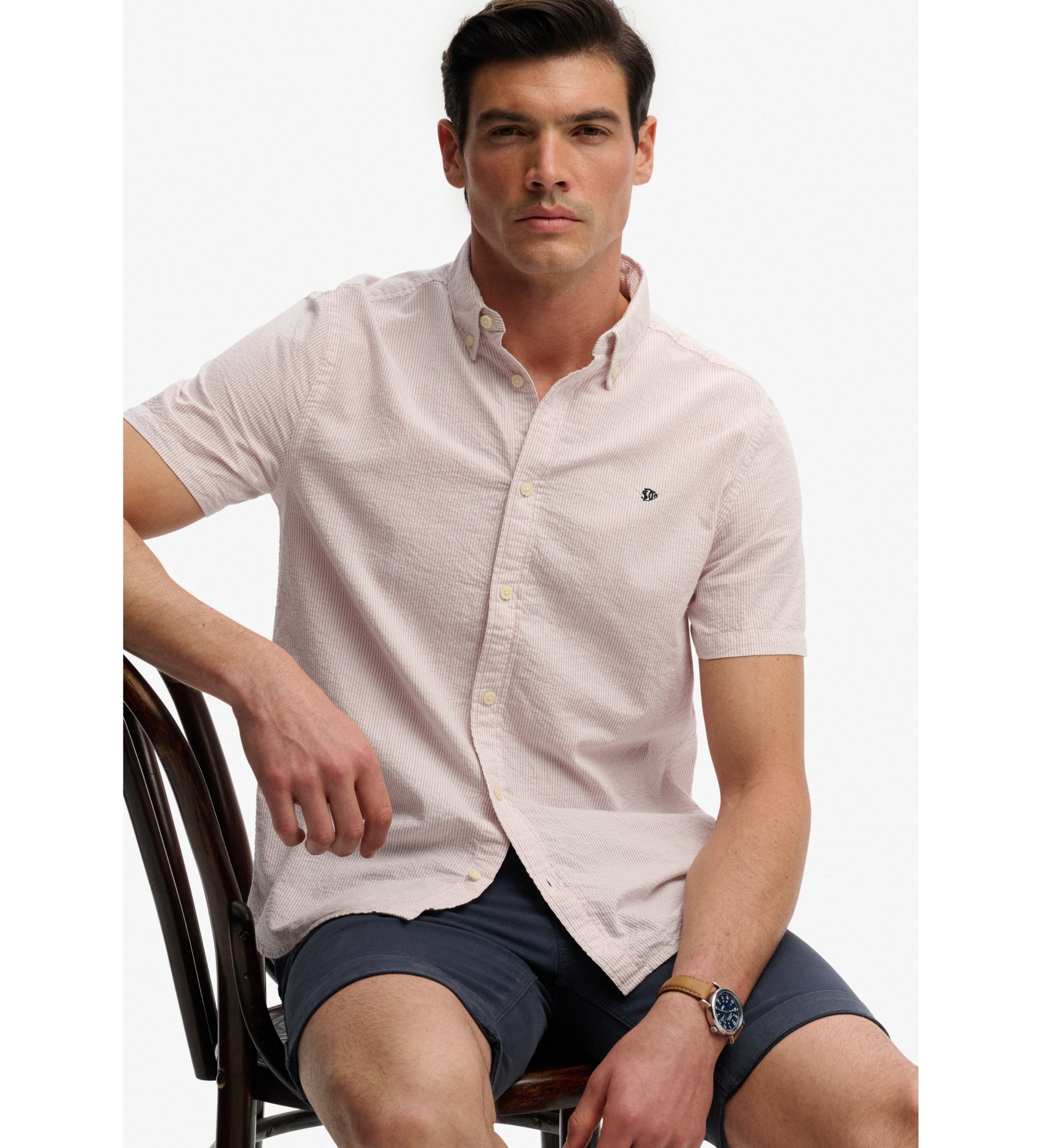 Superdry Klassisches Seersuckerhemd rosa