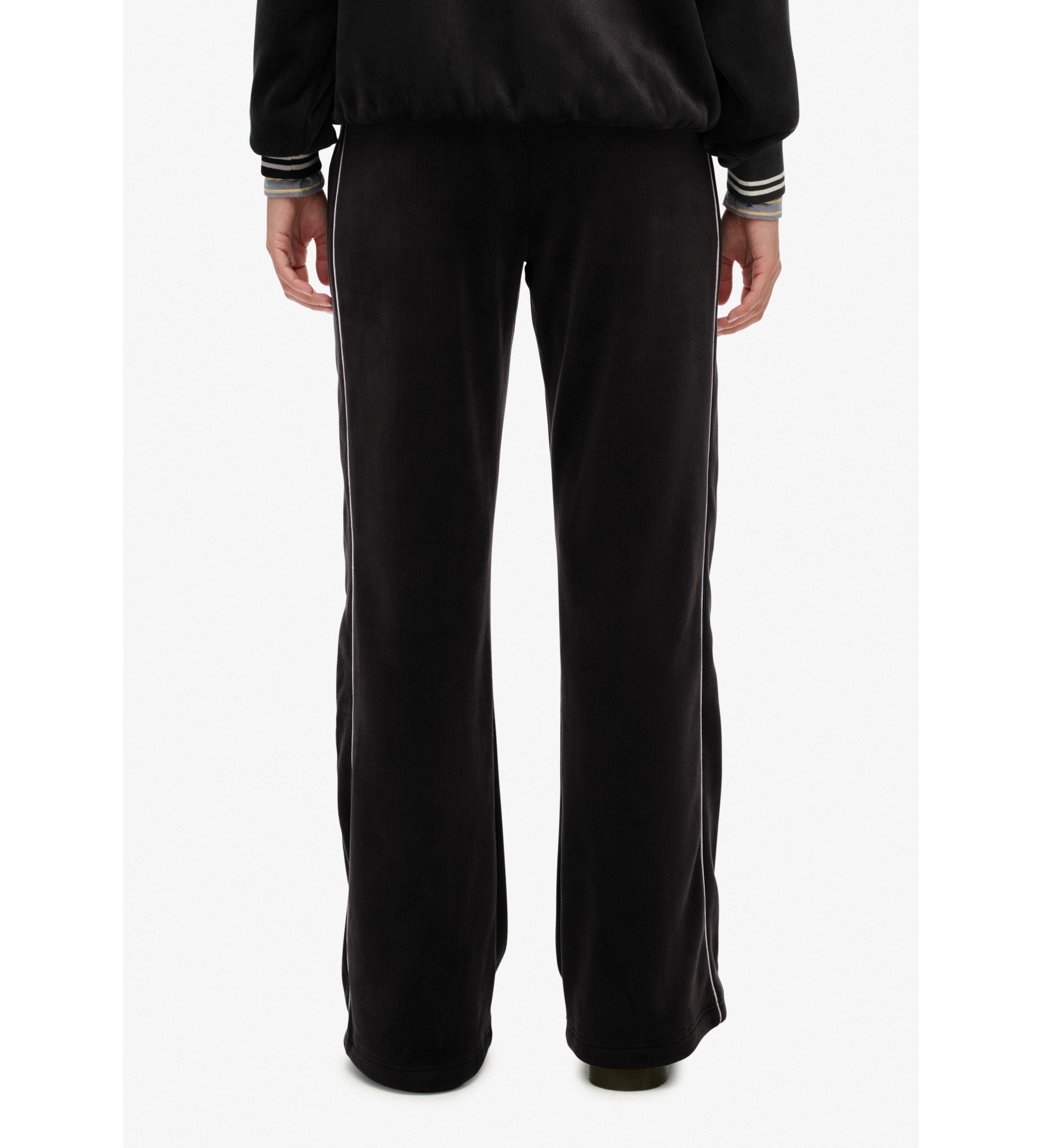 Superdry Country Club Velour Straight Trousers sort Superdry Country Club Velour Straight Trousers sort