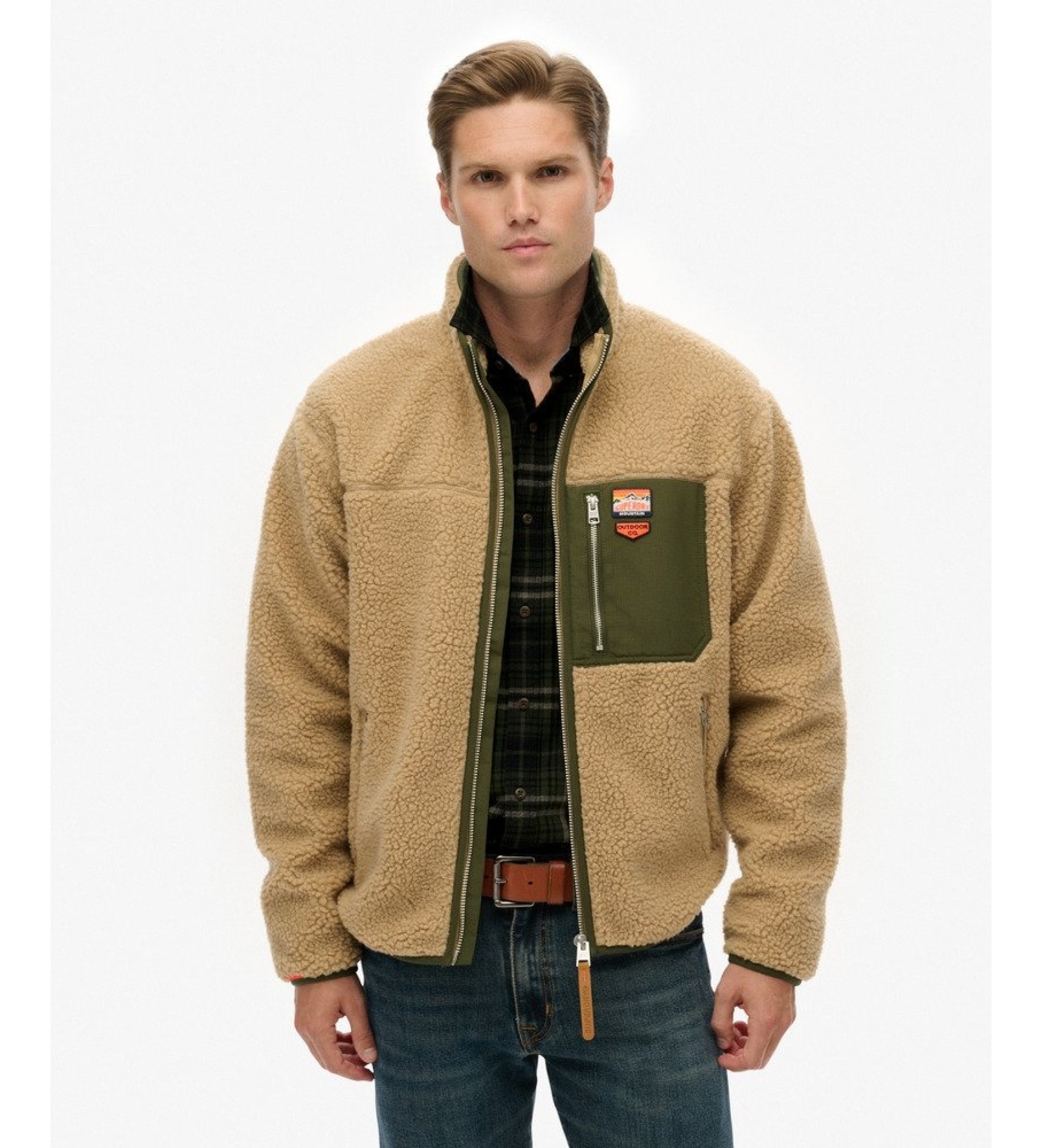 Superdry Kurtka polarowa Vintage Retro Full w kolorze brązowym