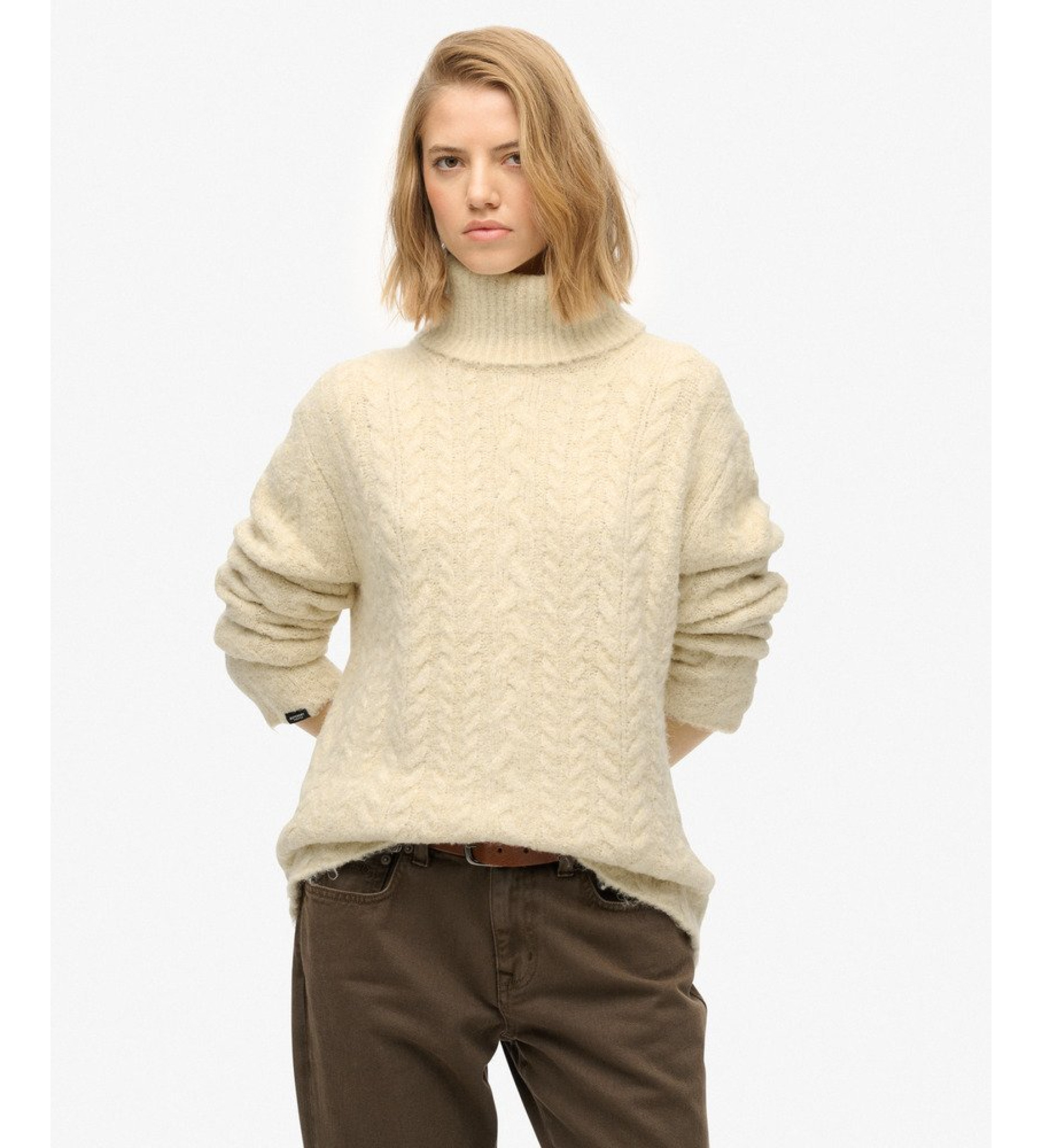 Superdry Pull beige à roulettes Superdry Pull beige à roulettes