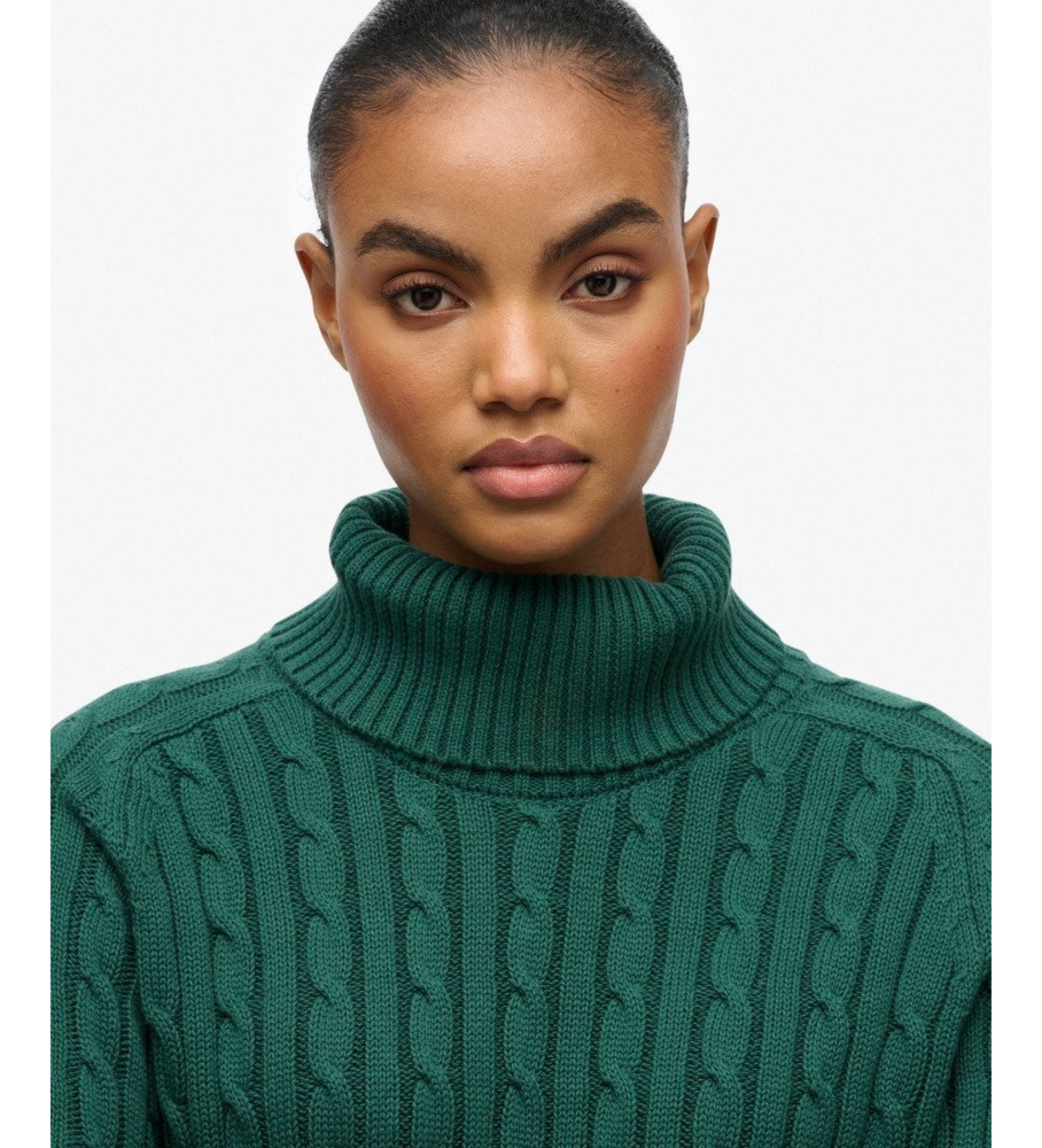 Superdry Jersey Slouchy Cable Roll Neck verde Superdry Jersey Slouchy Cable Roll Neck verde