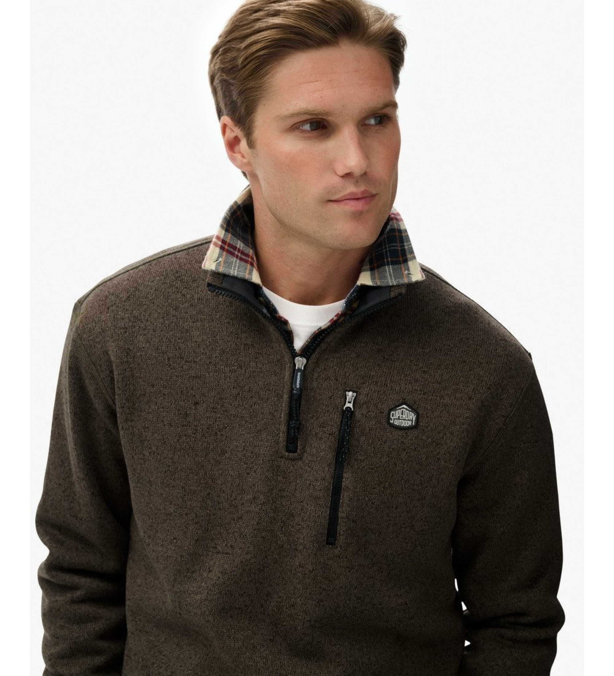 Superdry Storm Fleece Half Zip Sweater brun Superdry Storm Fleece Half Zip Sweater brun