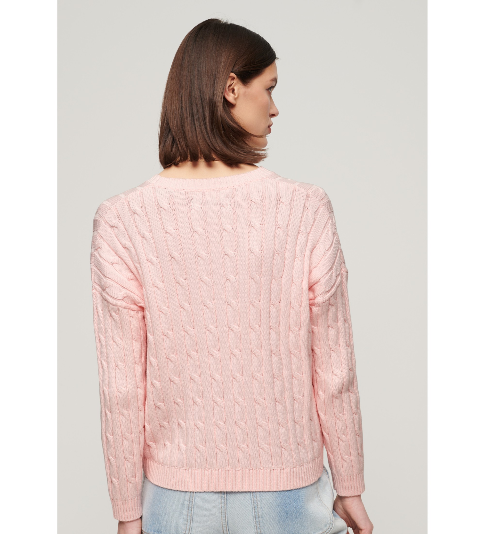 Superdry Geflochtener Strickpullover Vintage rosa